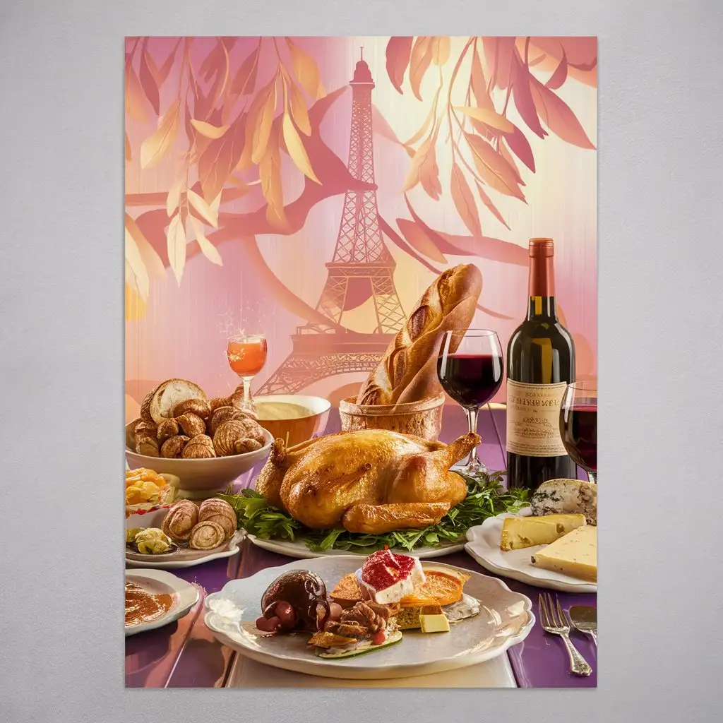 French Food Poster with Authentic Cuisine Delicacies