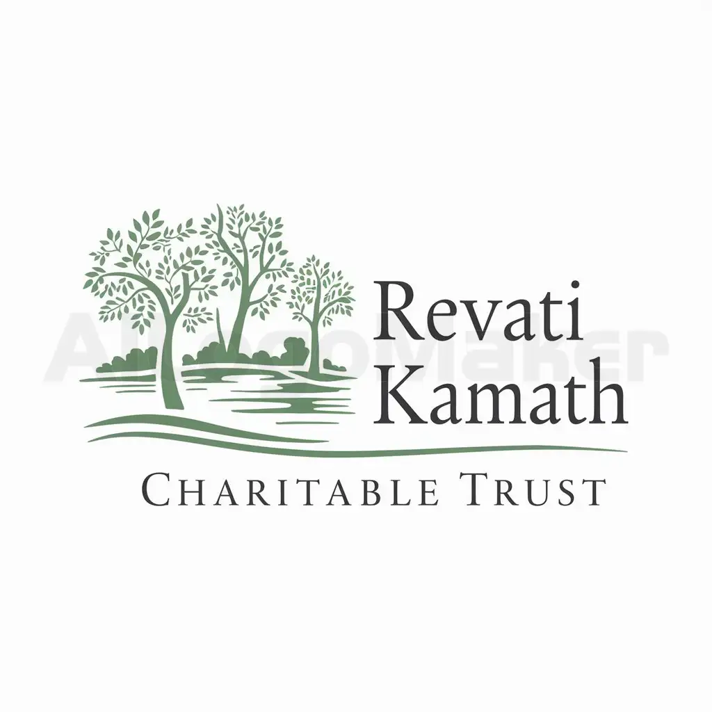 a logo design,with the text "Revati Kamath Charitable Trust", main symbol:Nature, trees, lakes,Moderate,be used in Nonprofit industry,clear background