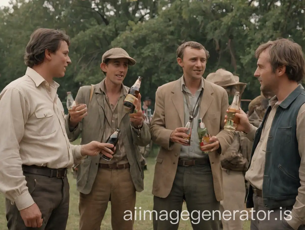 Group-of-Men-Enjoying-Conversations-with-Bottles-of-Drink