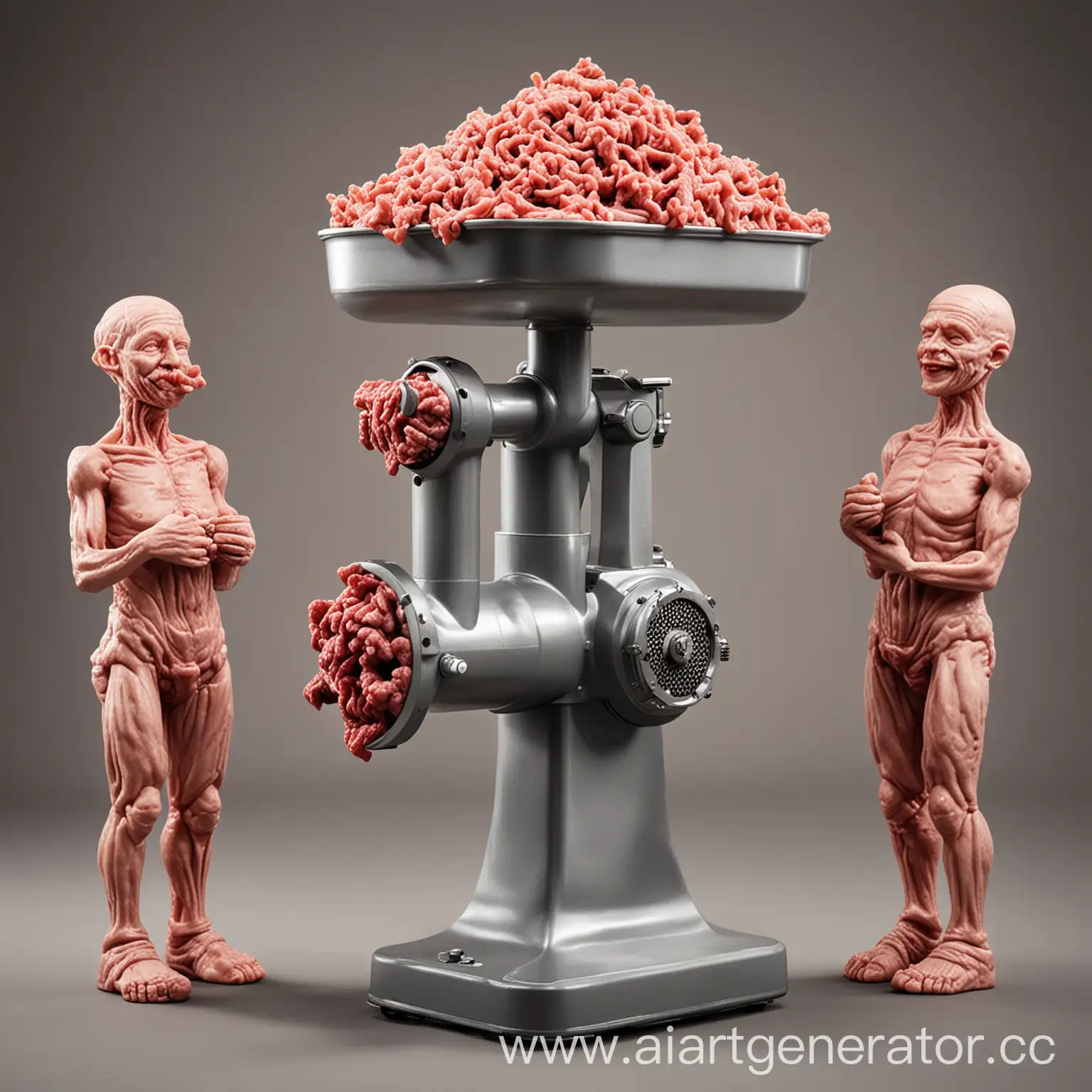 Meat-Grinder-Producing-Mince-in-the-Form-of-People