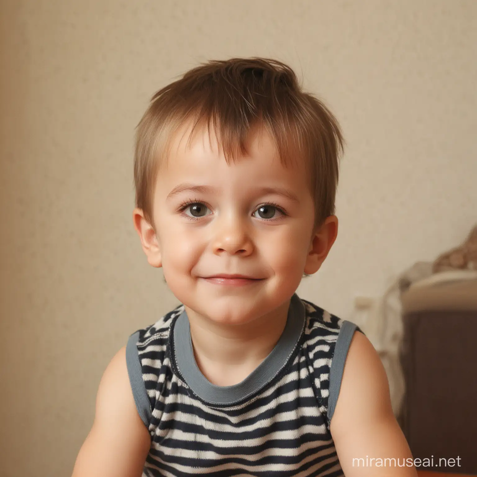 A little boy around the age of three years old. Its a picture taken at home in private.