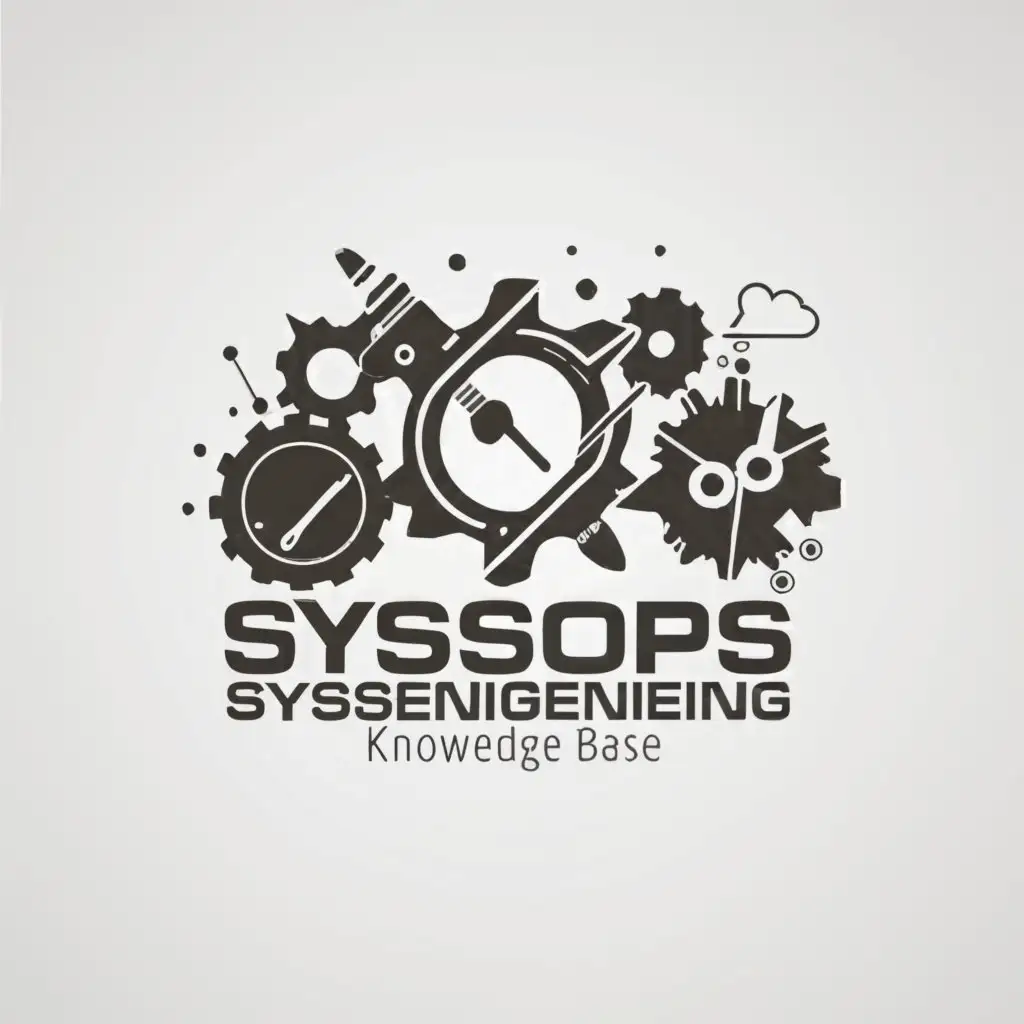 a logo design,with the text "SysOps and SysEngineering Knowledge Base", main symbol:Cog and a wrench,Moderate,clear background