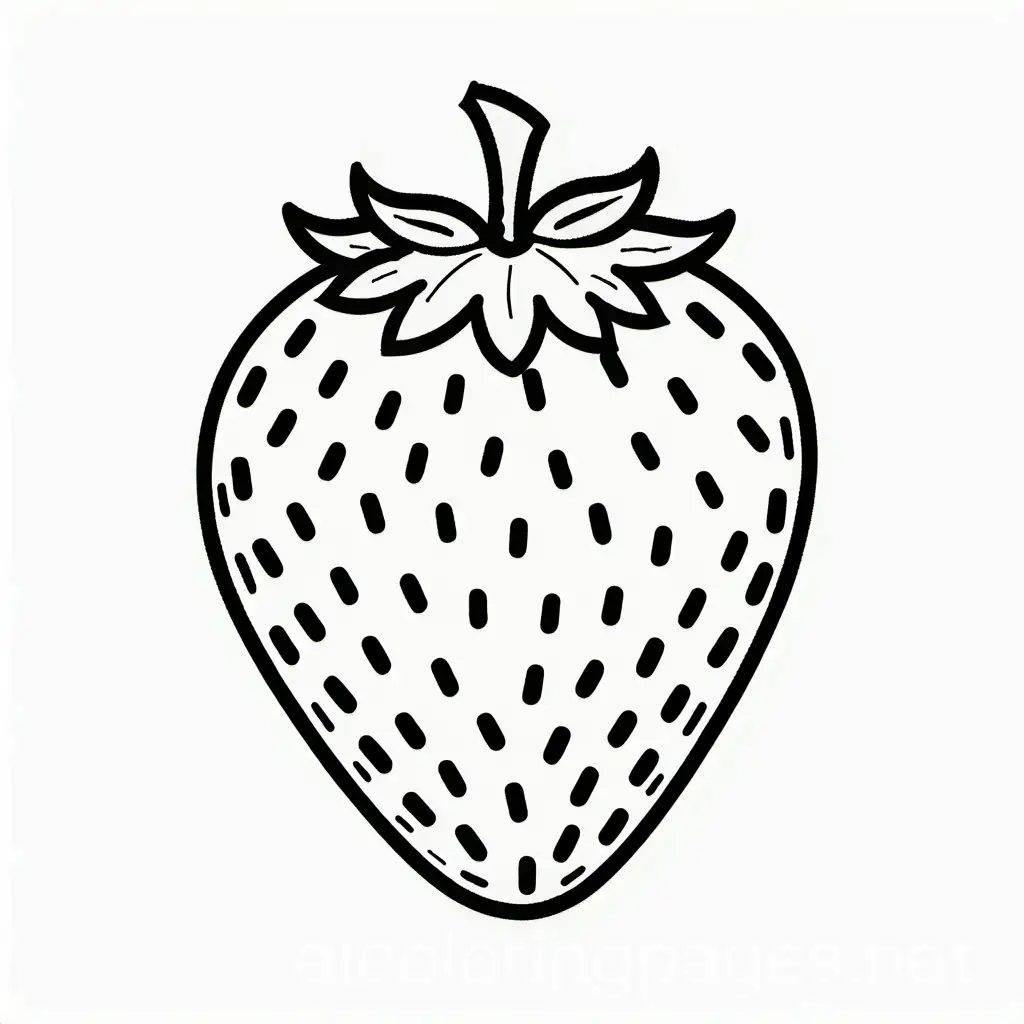 Strawberry fruit in black and white, Coloring Page, black and white, line art, white background, Simplicity, Ample White Space. The background of the coloring page is plain white to make it easy for young children to color within the lines. The outlines of all the subjects are easy to distinguish, making it simple for kids to color without too much difficulty