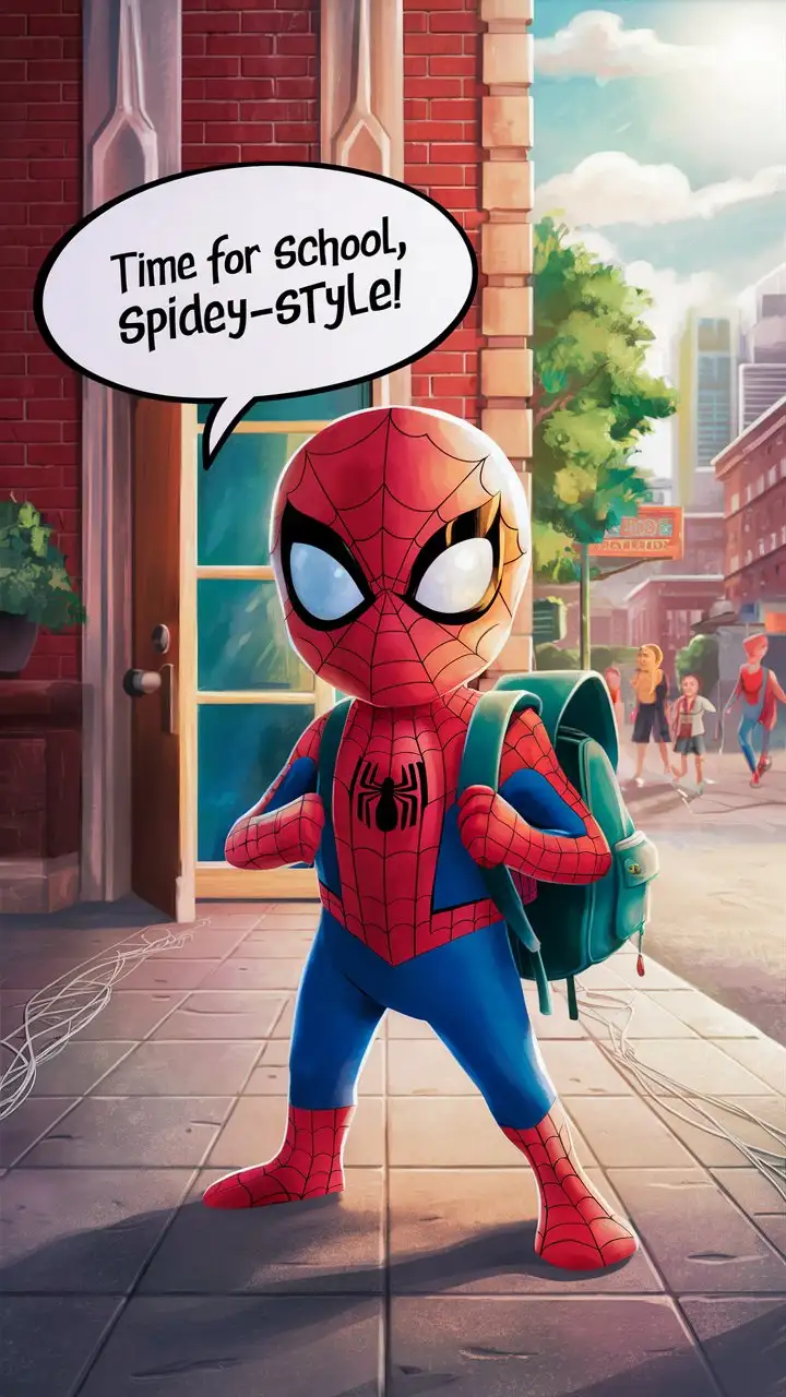 Kid Dressed as Spiderman on School Day