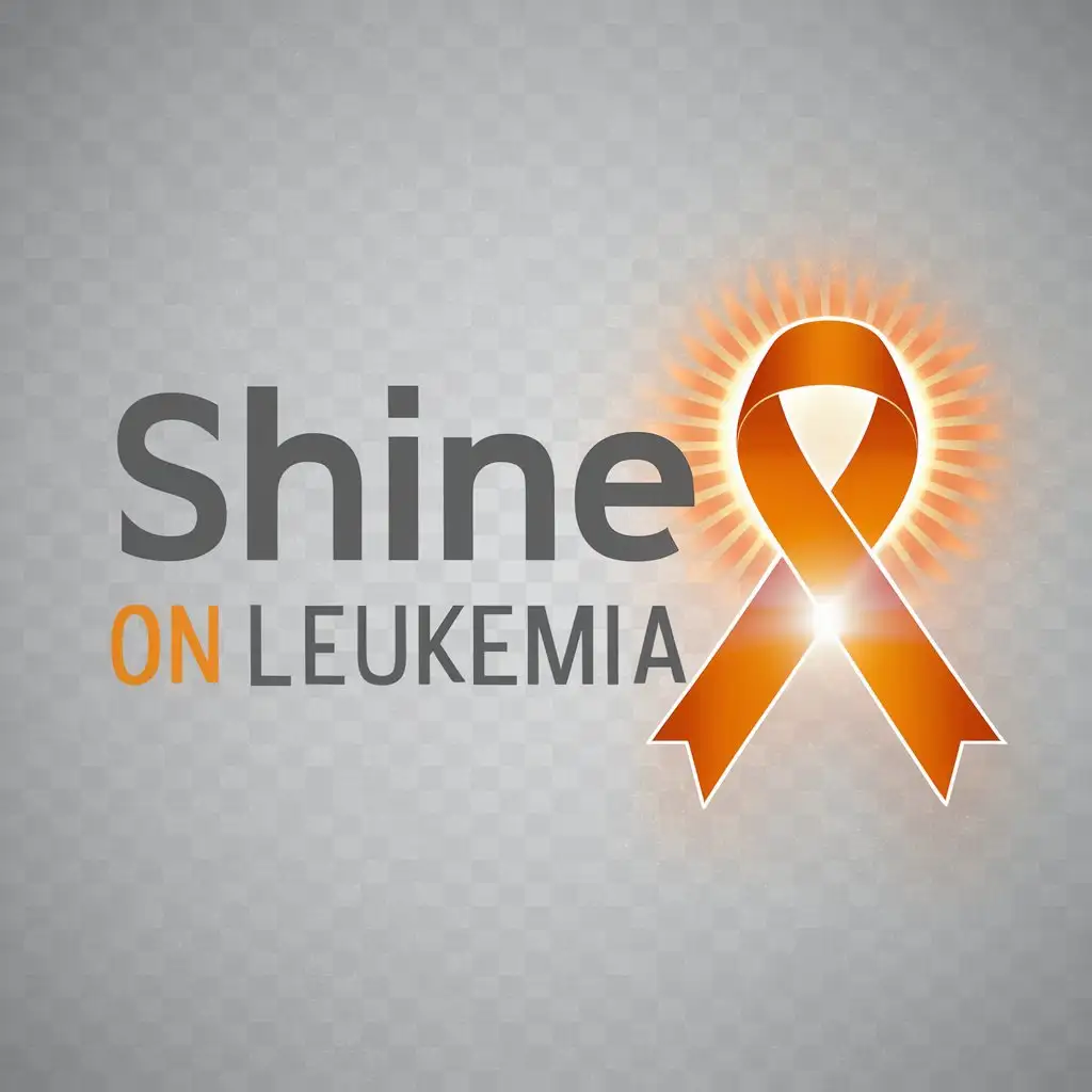 a logo design,with the text "Shine on Leukemia", main symbol:orange cancer ribbon shining in the night,Moderate,clear background