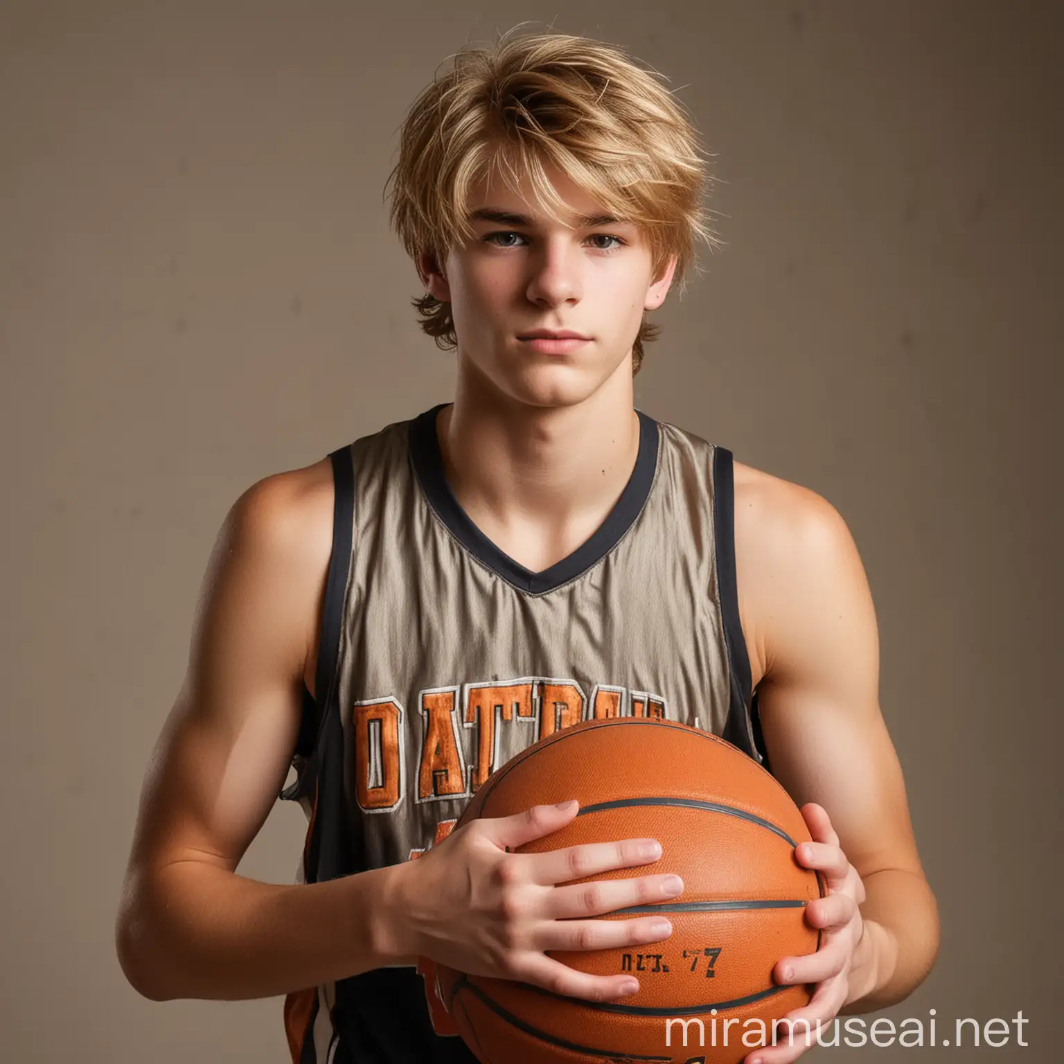 Athletic Teenage Basketball Player with Dirty Blond Hair