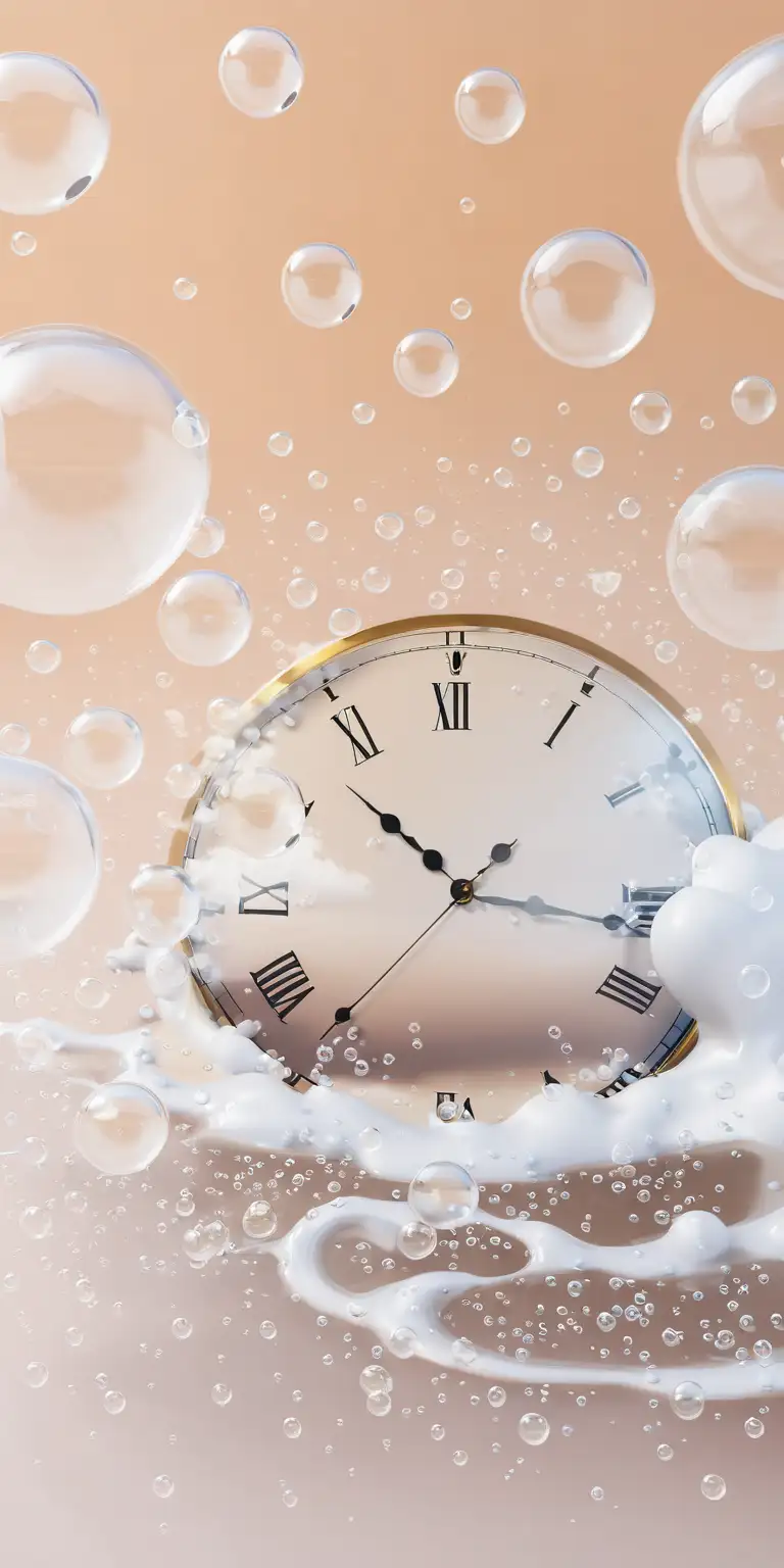 Clock Without Hands Surrounded by Clouds and Roman Numerals