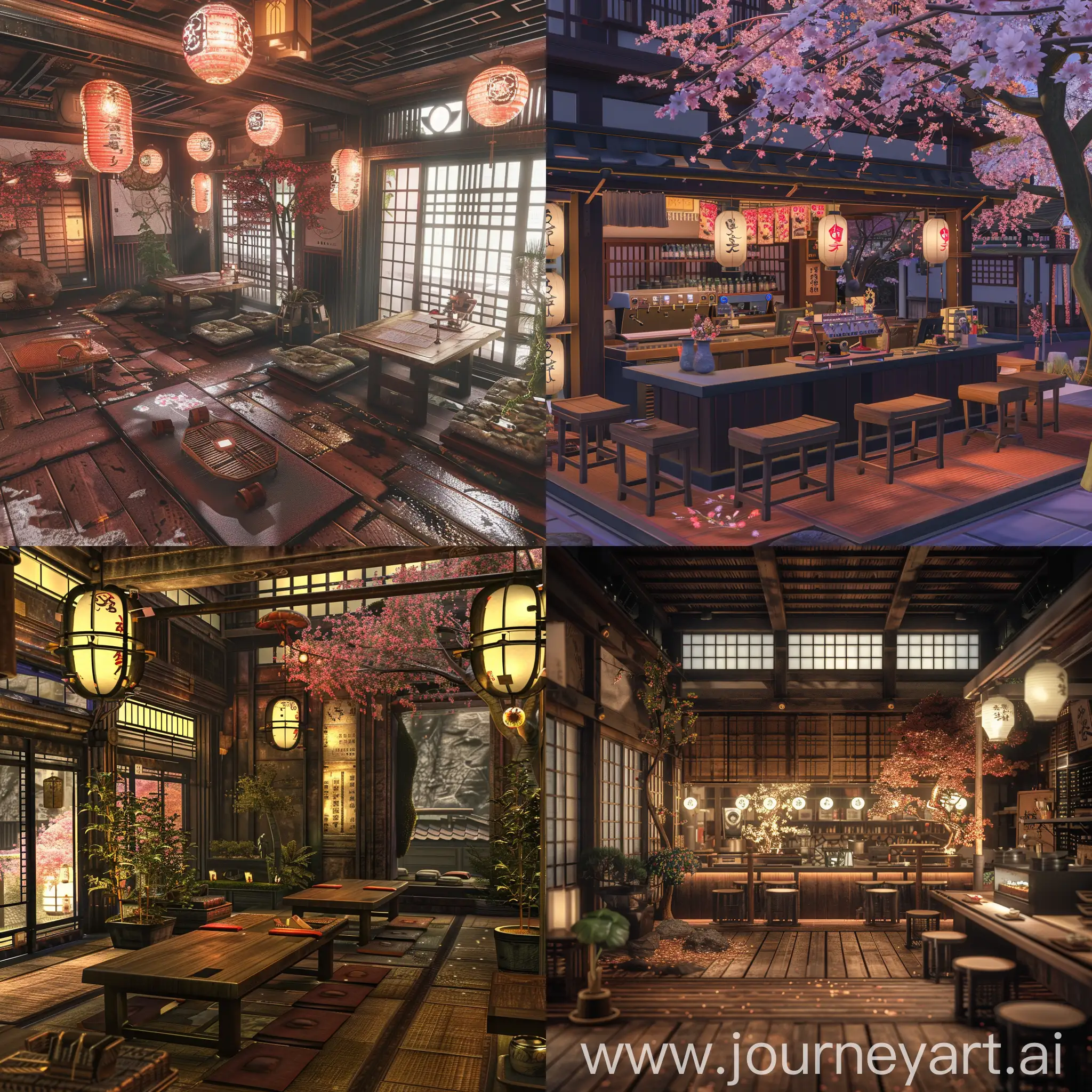 generate a 22nd century Japanese cafe