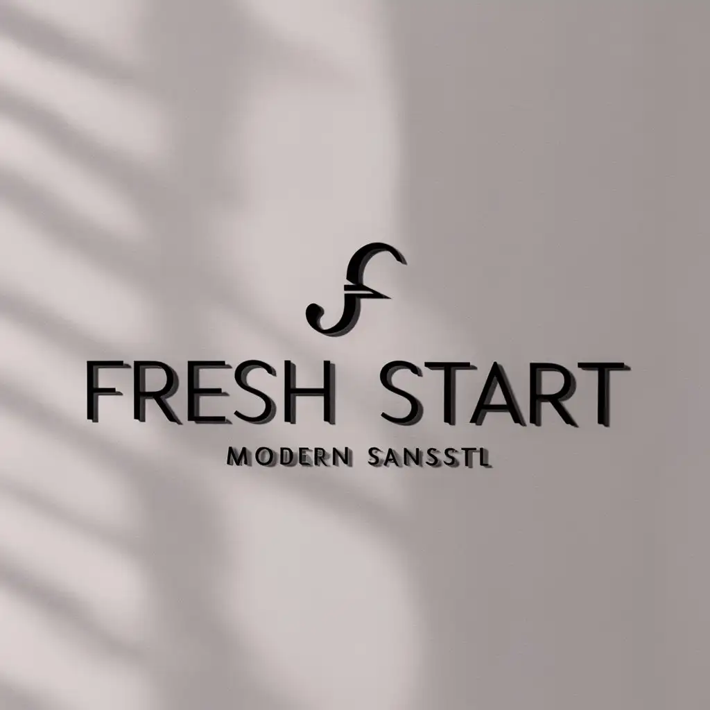 a logo design,with the text "Fresh Start", main symbol:F and S letters combined in a simple way to indicate a fresh start, simple clear or nude background, use colours like blacks and shade of grey, and nude colours,Minimalistic,clear background