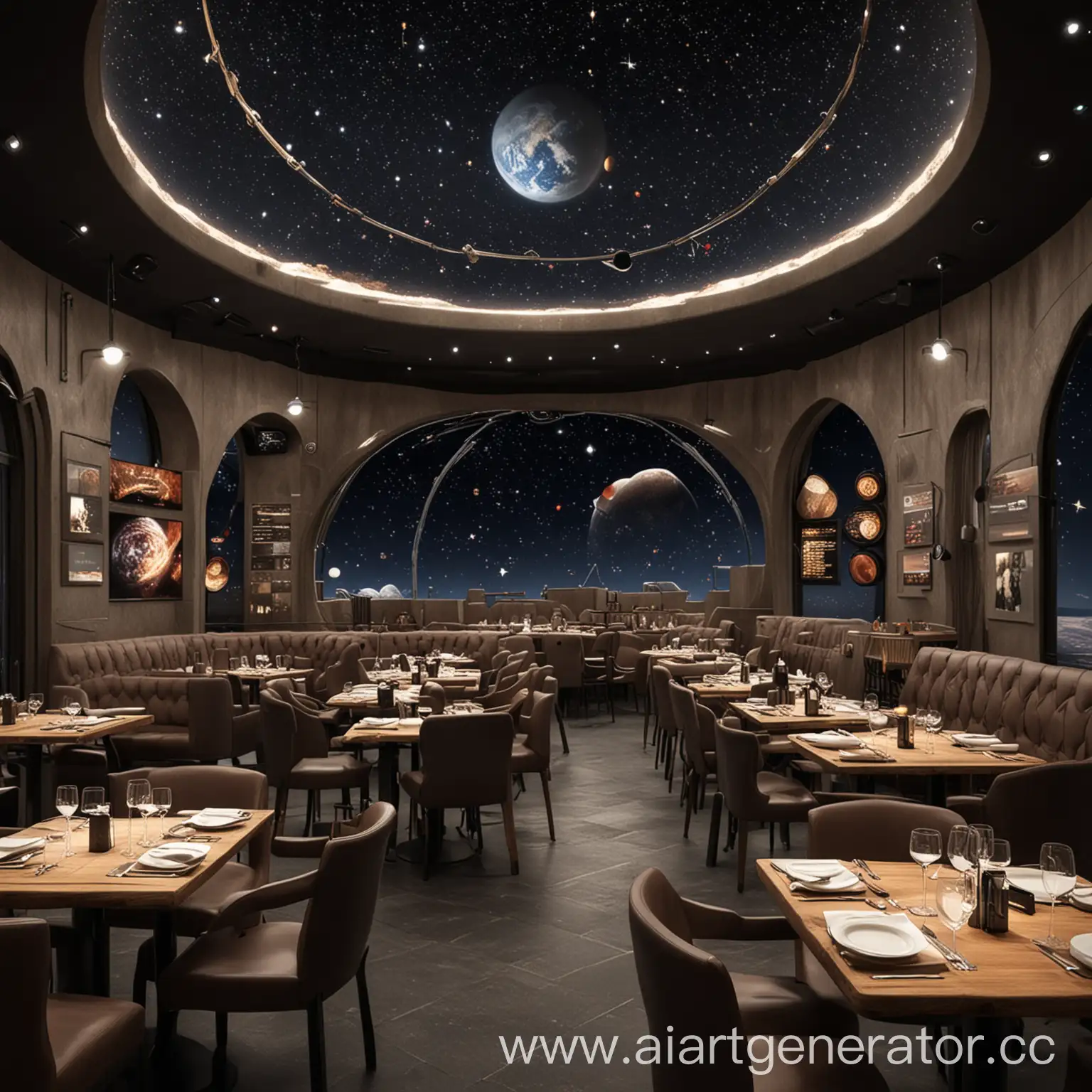 Интерьер ресторана в современном стиле планетария