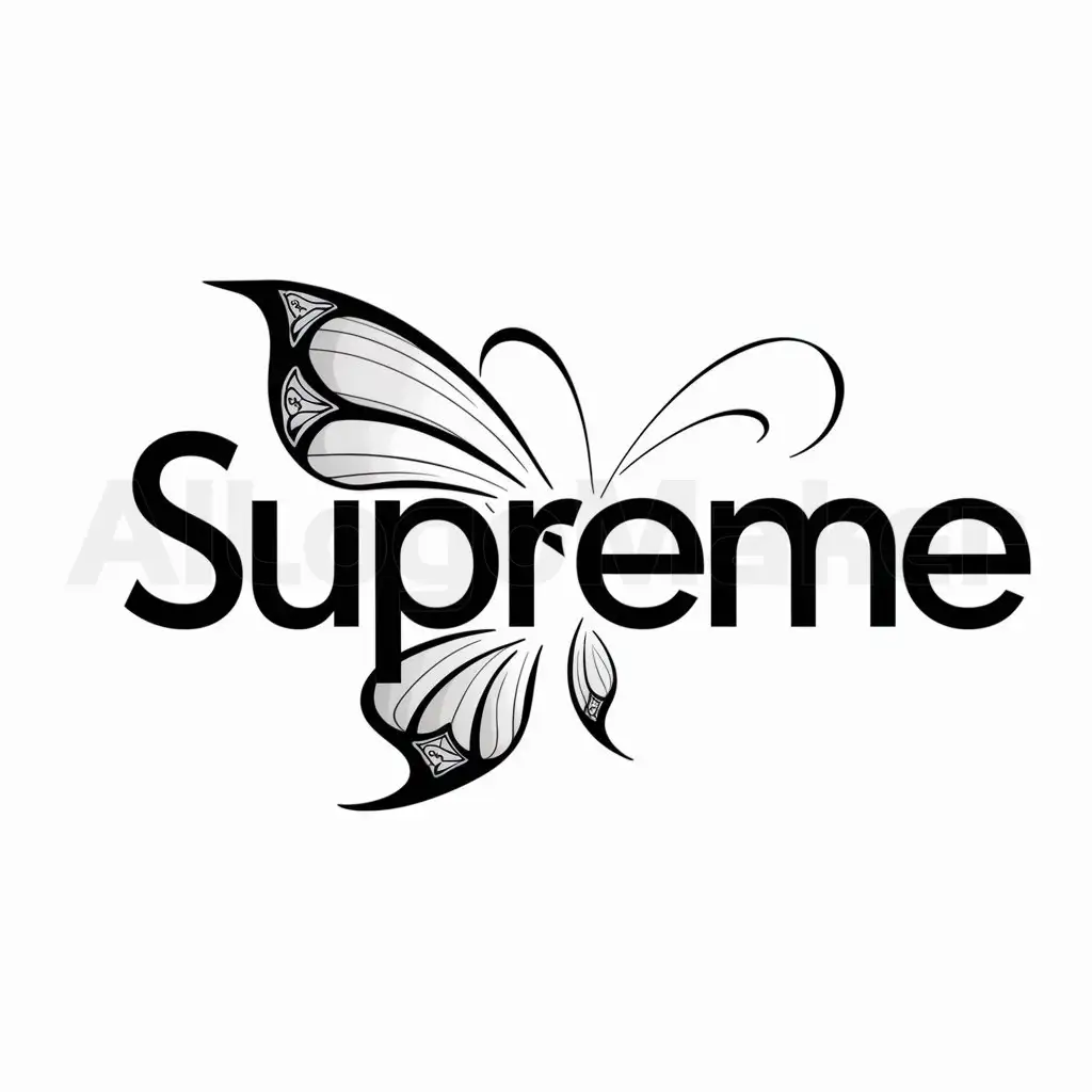 a logo design,with the text "supreme", main symbol:Butterfly,Moderate,be used in Fashion & Beauty industry,clear background