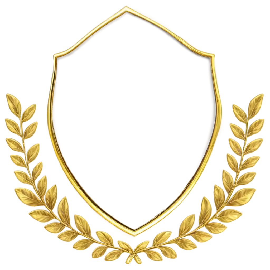 Golden shield. Luxury gold label. Glossy metal badge.