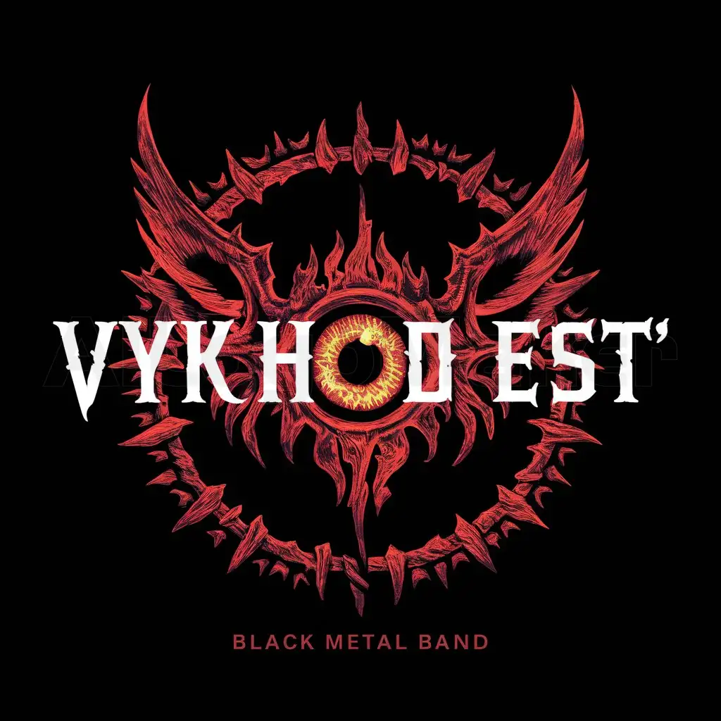 LOGO-Design-For-Vykhod-Est-Bold-Black-Metal-Band-Style-with-Clear-Background