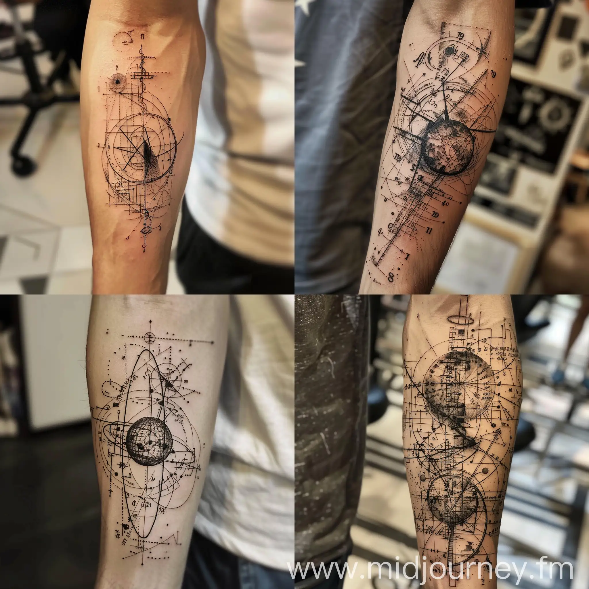 Mathematics Lover Tattoo Design with Equations and Geometric Patterns ...