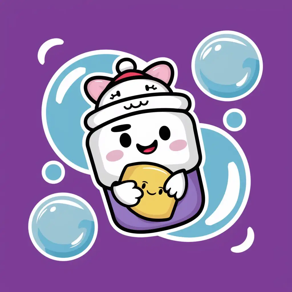 cute soap logo purple background