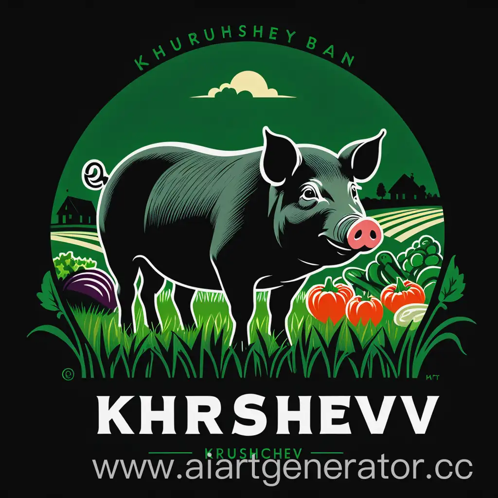 Silhouette-of-Pig-in-Khrushchev-Barn-Channel-Logo-on-Lush-Greenery