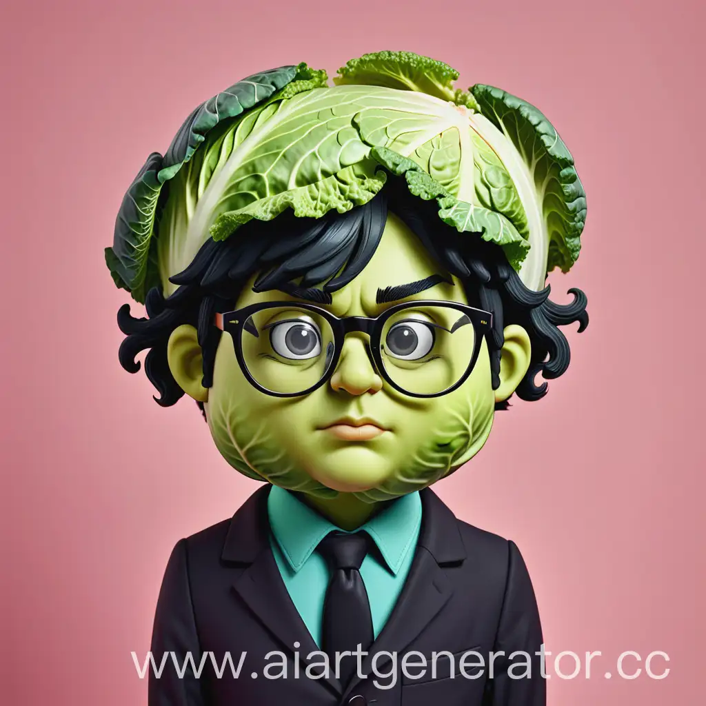 Portrait-of-a-Person-with-Black-Hair-and-Glasses-as-a-Cabbage-Head
