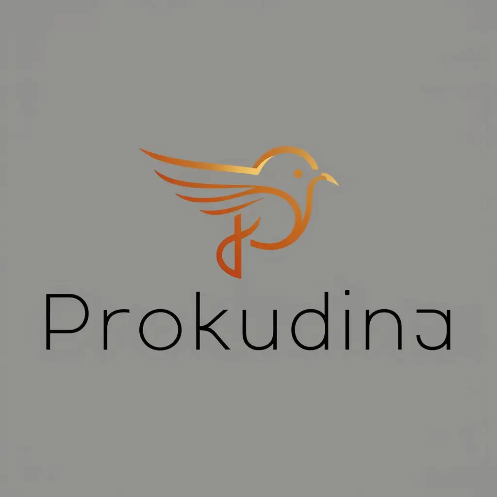 a logo design,with the text "Prokudina", main symbol:The letter P in the form of a bird,Moderate,clear background