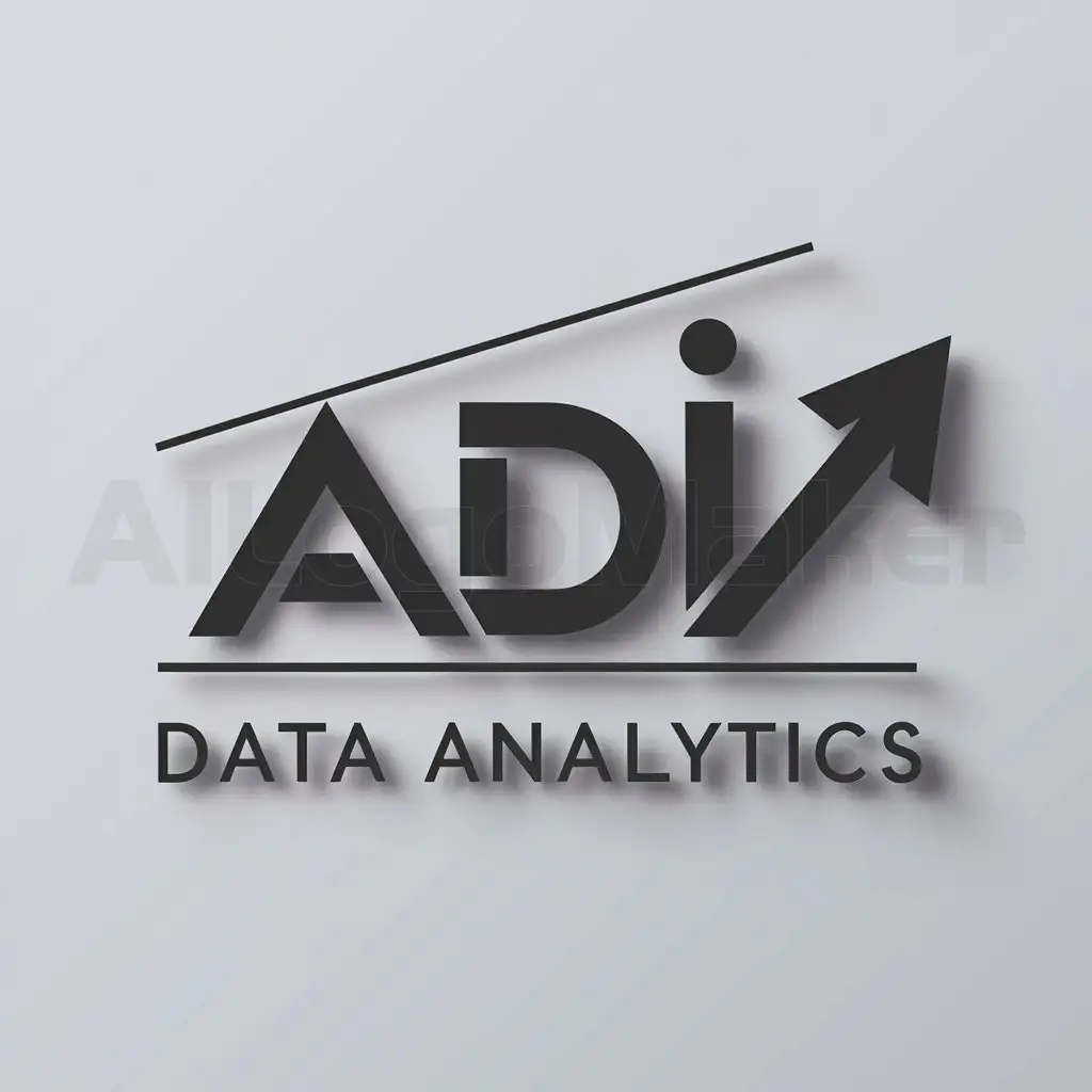 a logo design,with the text "ADI", main symbol:ADI,Minimalistic,be used in Data Analytics industry,clear background