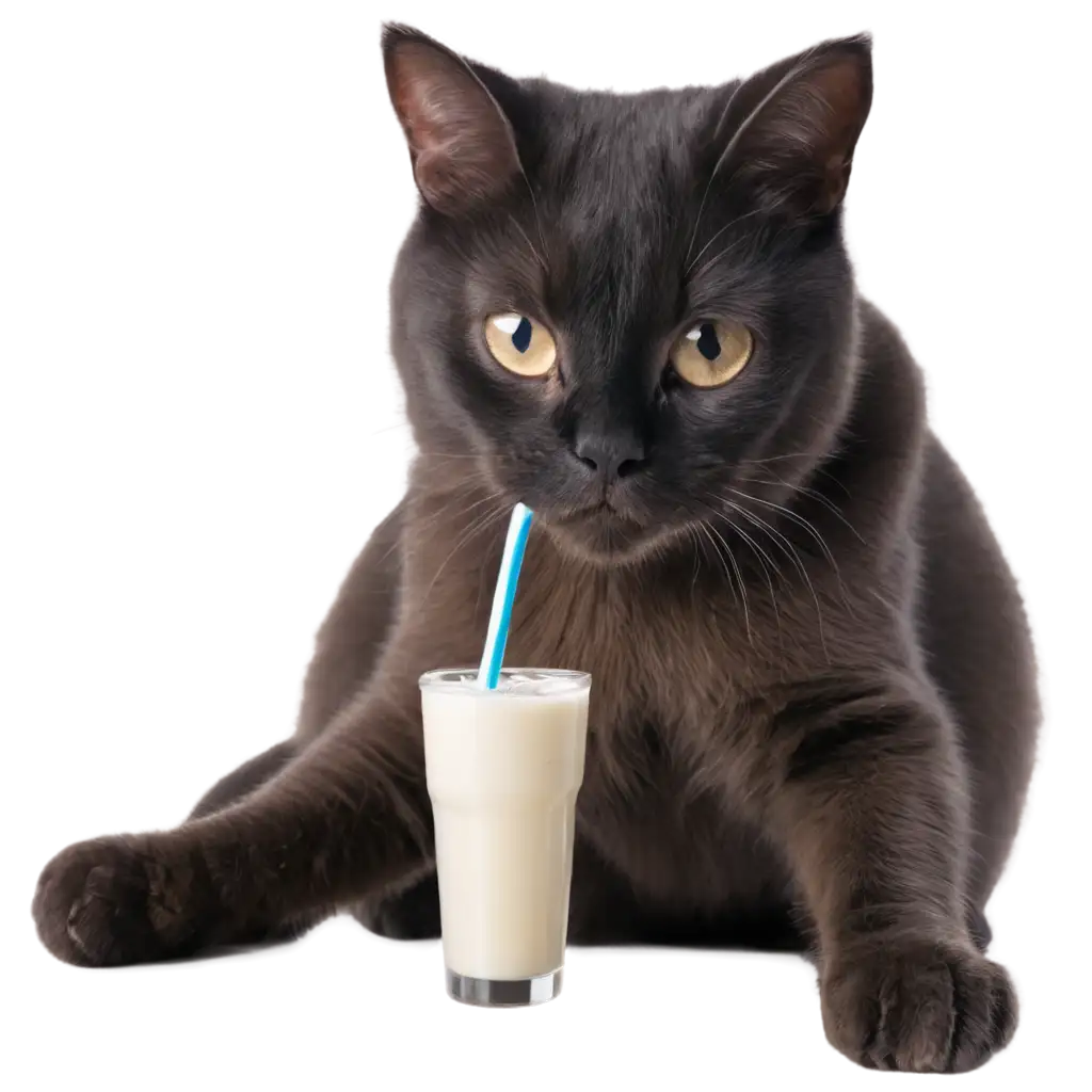 Exquisite-PNG-Illustration-Adorable-Cat-Enjoying-a-Glass-of-Milk