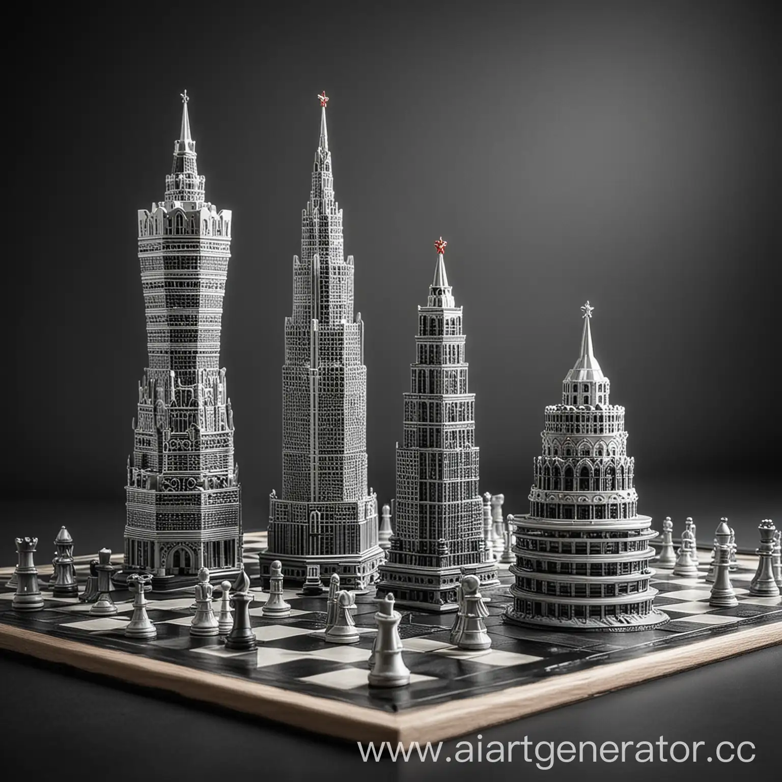 башни москвы сити на шахматном поле