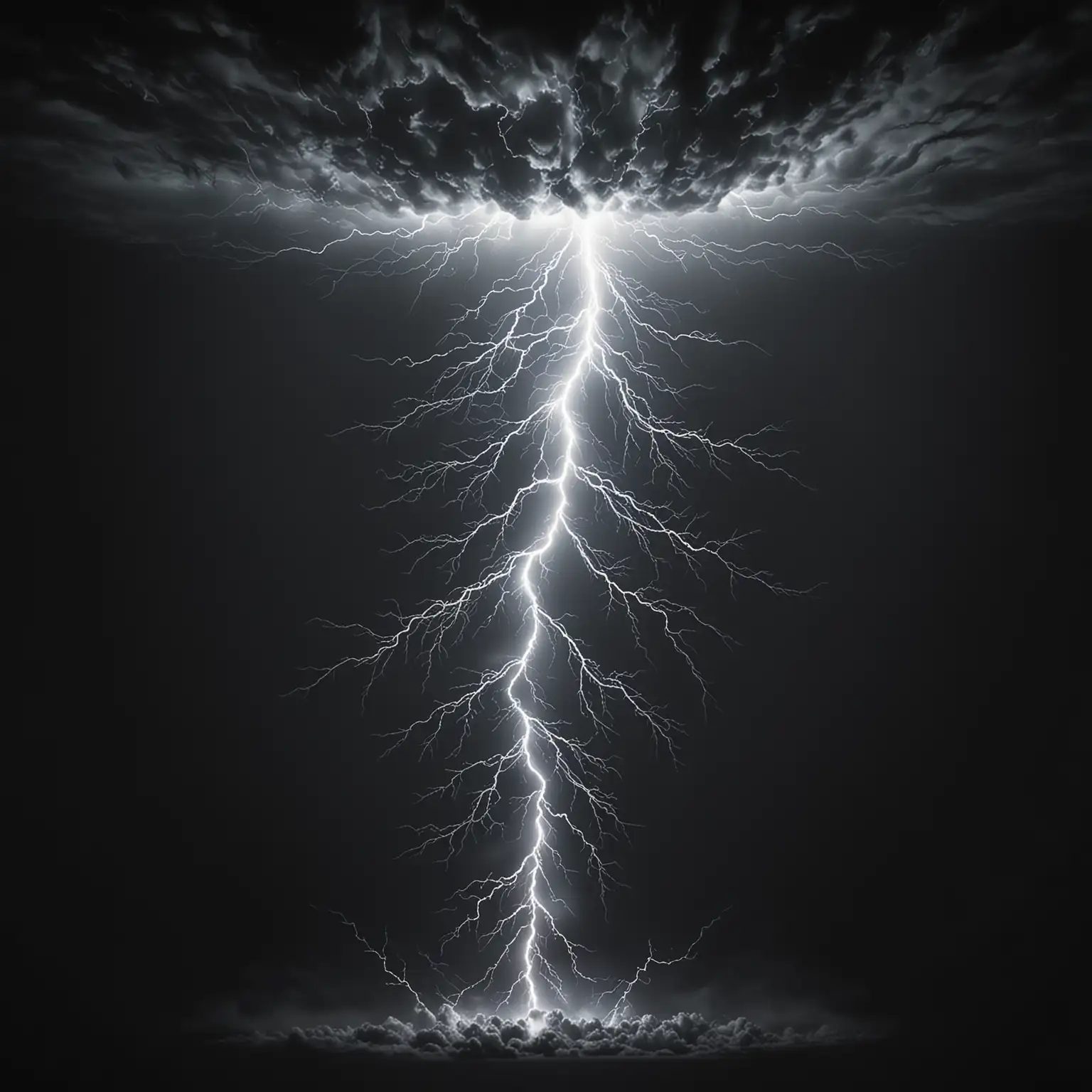 realistic thunder lighting from the sky on black background
