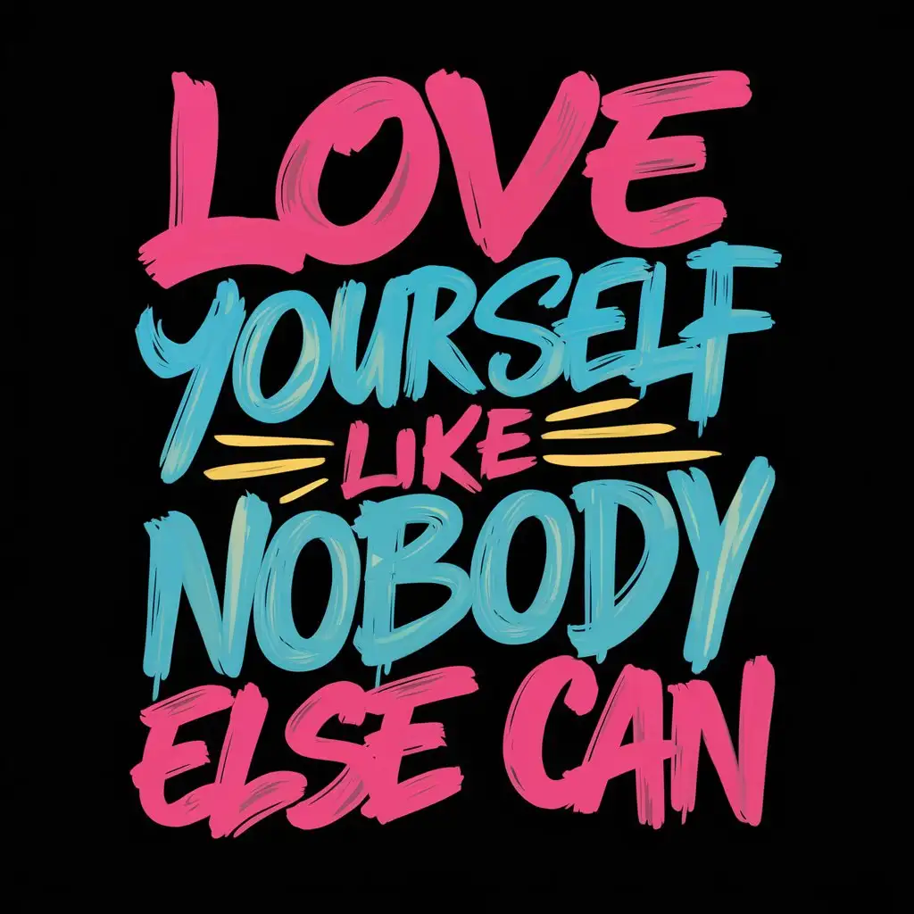 A motivational quote about self-love written in a graffiti style, perfect for t-shirts.