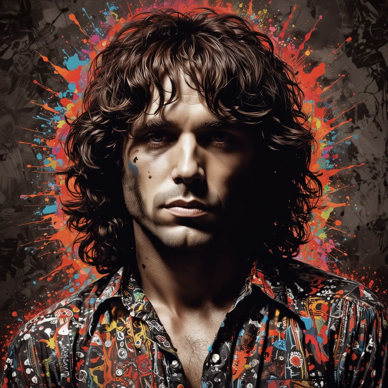 psychedelic image of Jim Morrison trash polka style