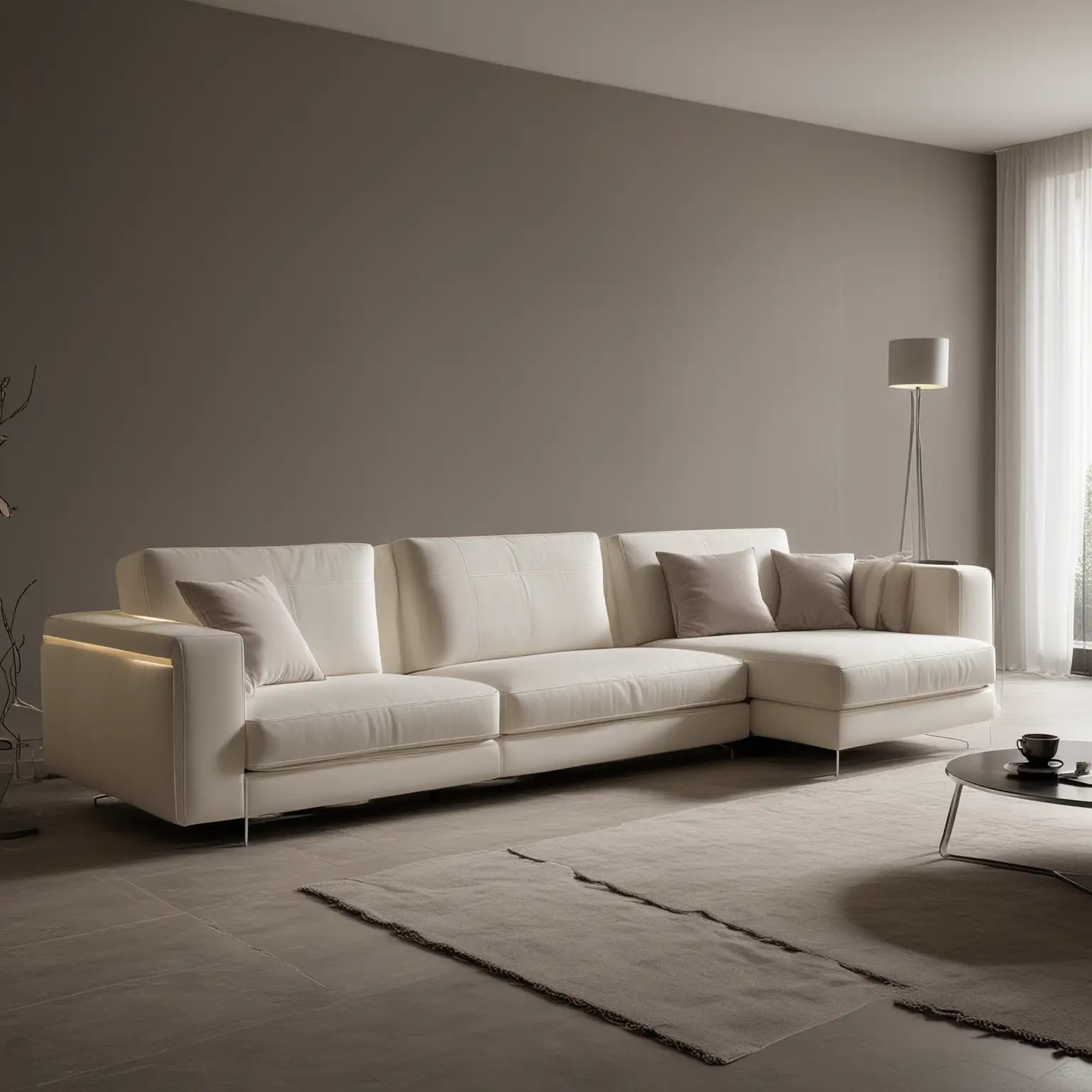 Italian style sofa design, modern lines, minimal LED detail,3 seats,corner sofa,isalon 2024.