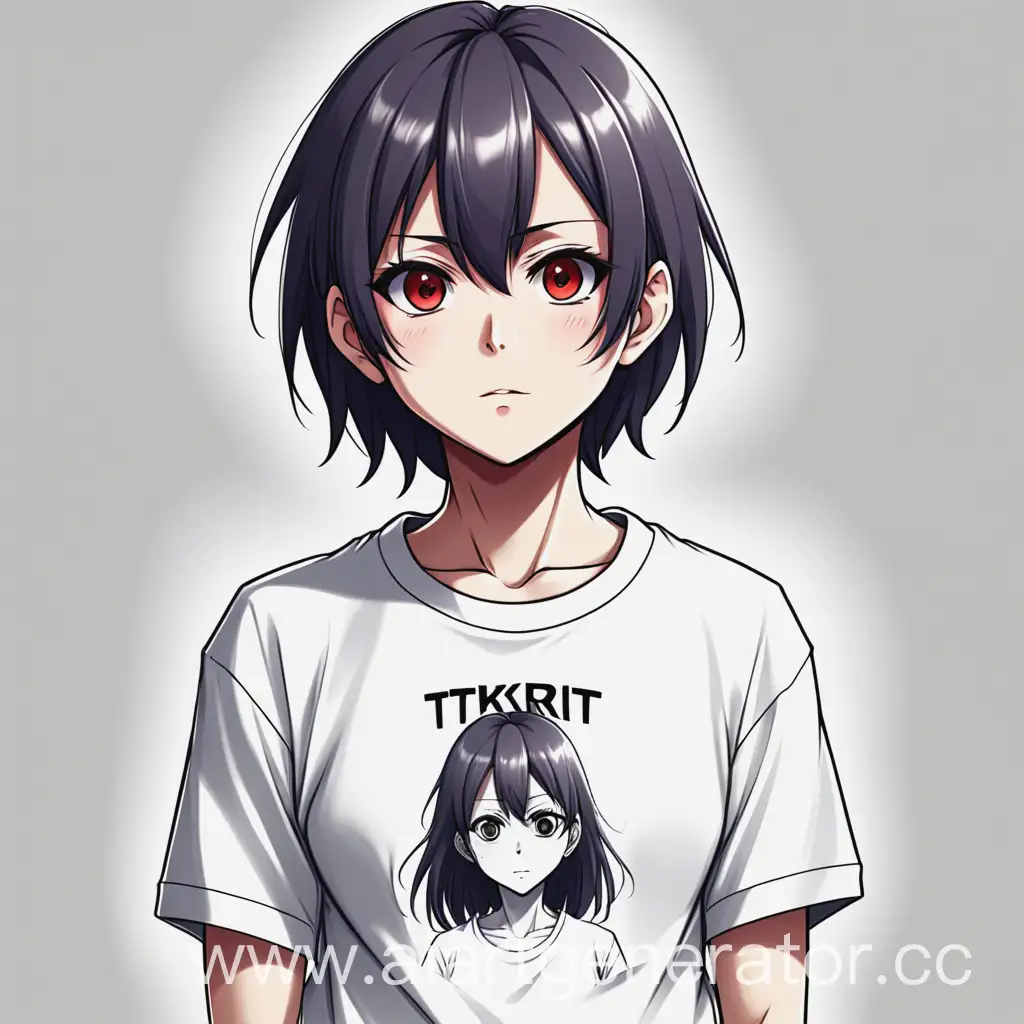 Нарисуй аниме героя с футболкой надписью TTkritTT top1 kv
