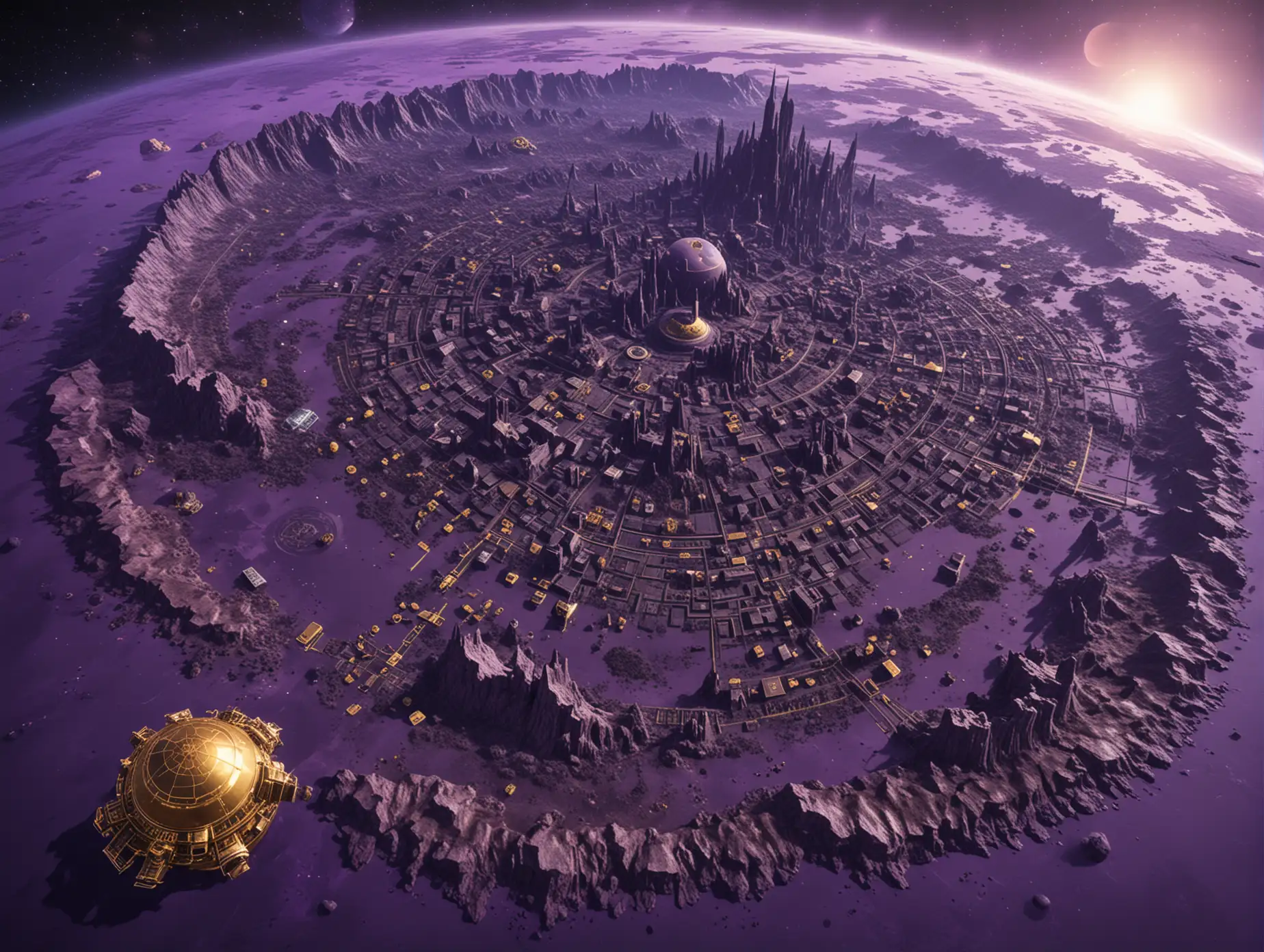 Exploring-an-Abandoned-BlackPurple-Planets-Vast-Map-with-Ore-and-Gold-Sites