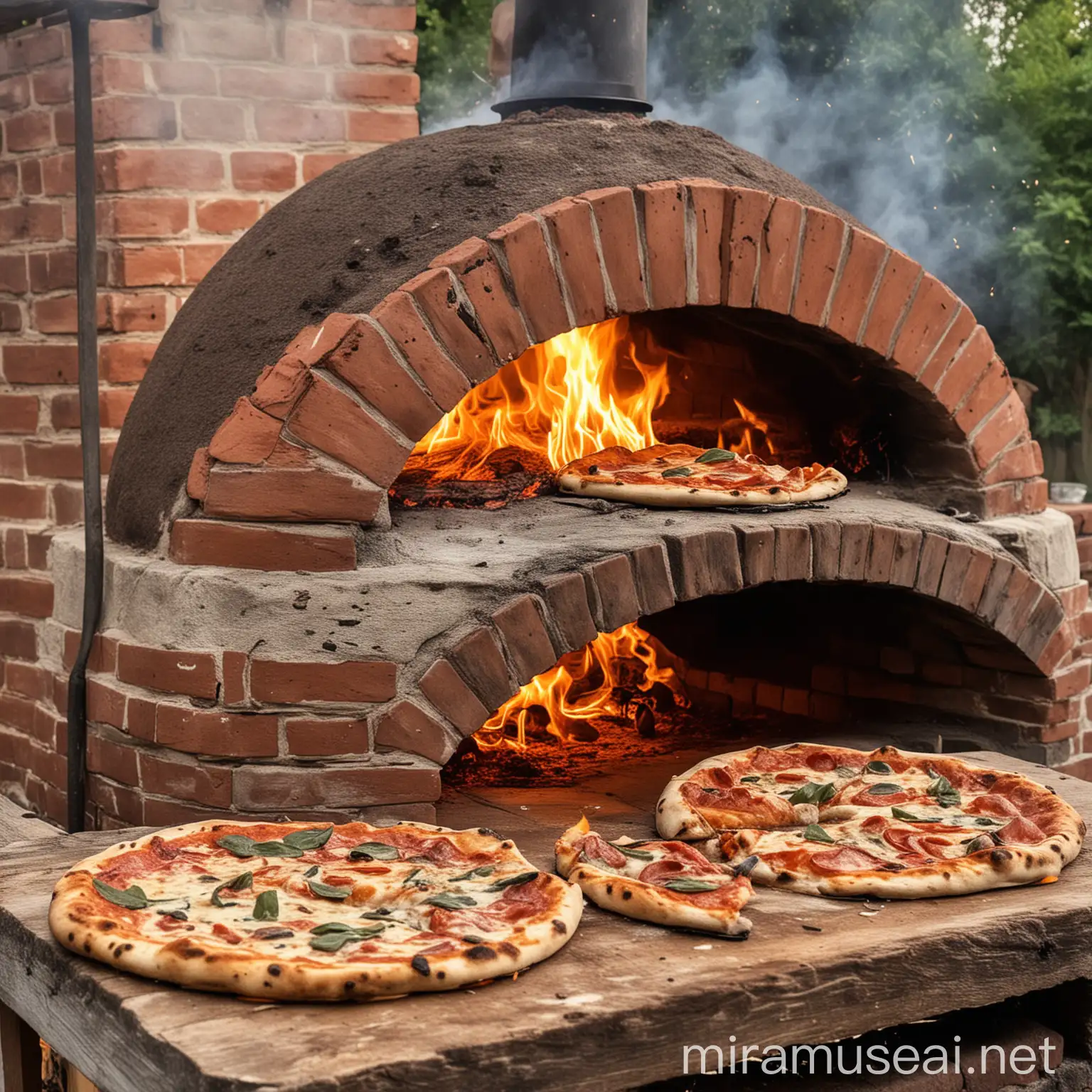 Traditional Brick Oven Pizza Making with WoodFired Flames