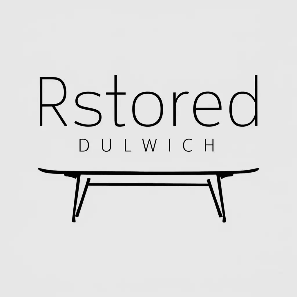 a logo design,with the text "Rstored Dulwich", main symbol:Mid century coffee table. Tapered legs,Moderate,clear background