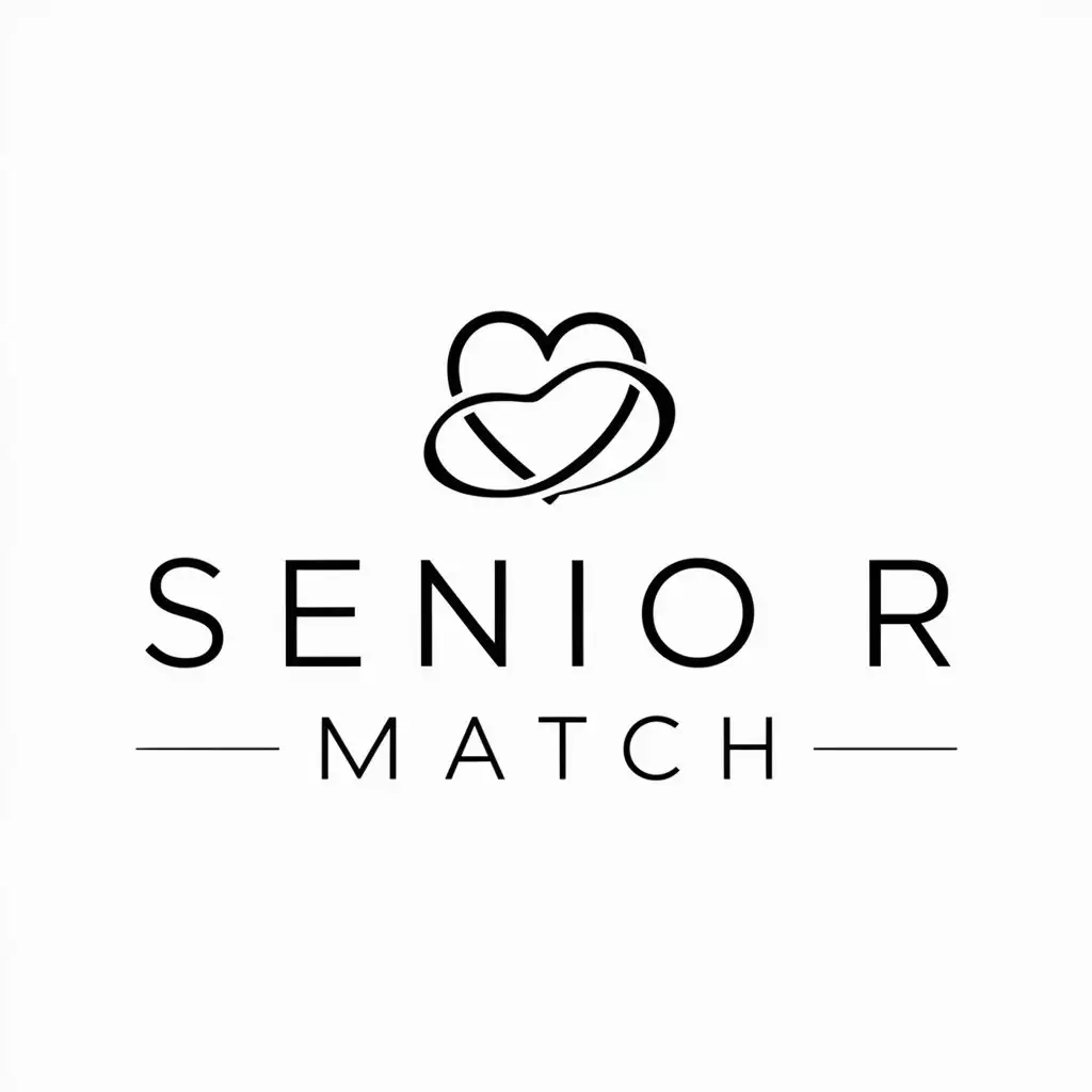a logo design,with the text "Senior Match", main symbol:dating element,Minimalistic,clear background