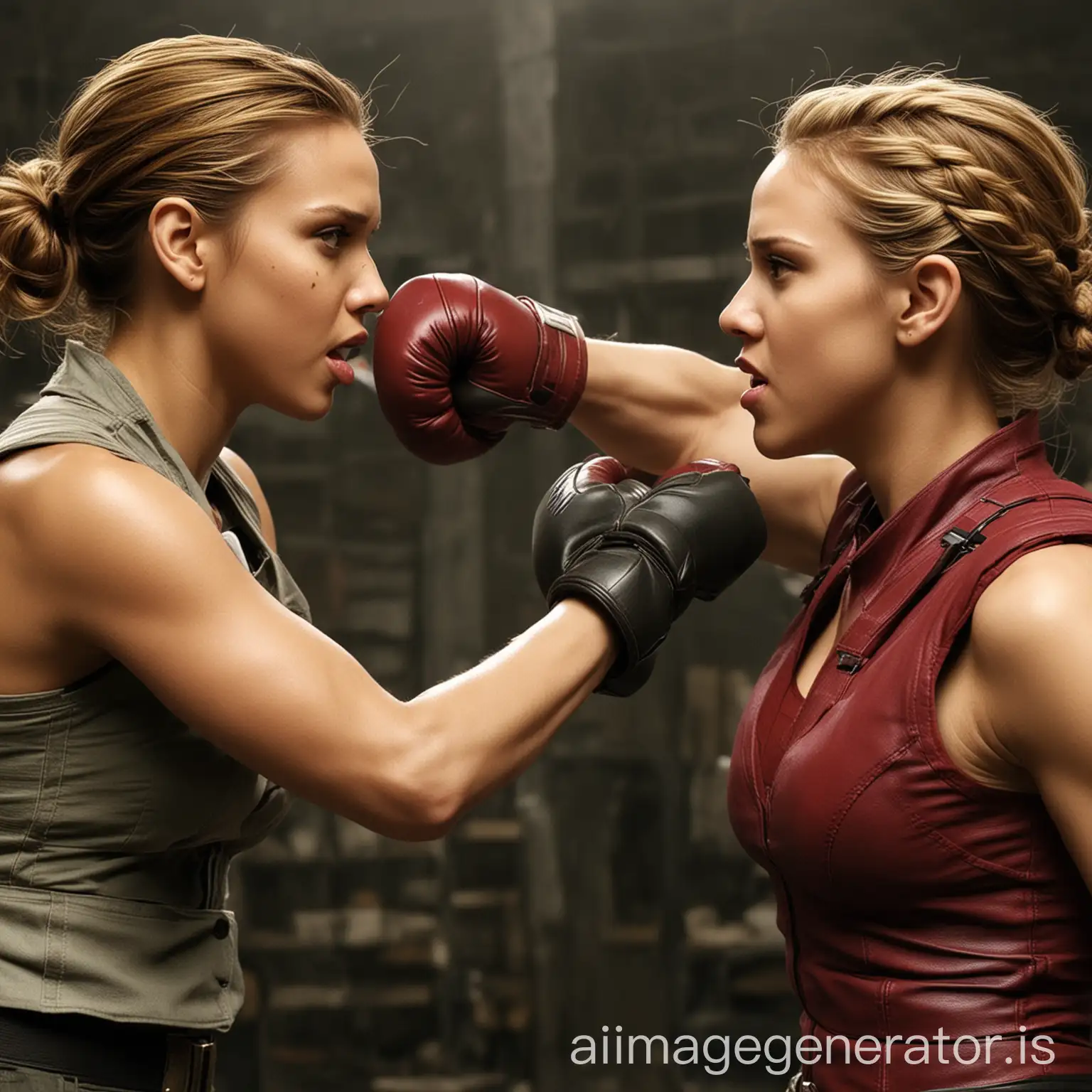 Jessica alba fighting scarlett johansson