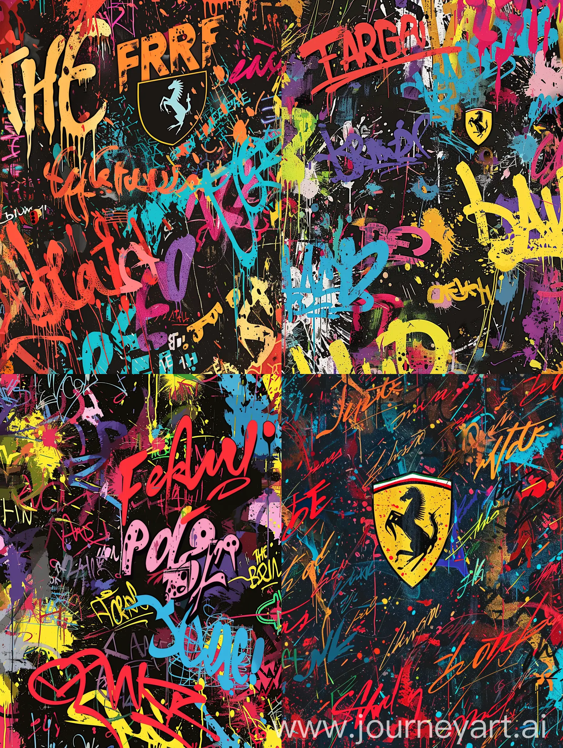 Fantasy-Ferrari-Emblem-Graffiti-on-Canvas