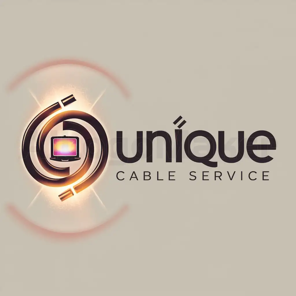 LOGO-Design-for-Unique-Cable-Service-Sleek-Text-with-Network-Cable-Icon-on-Clear-Background