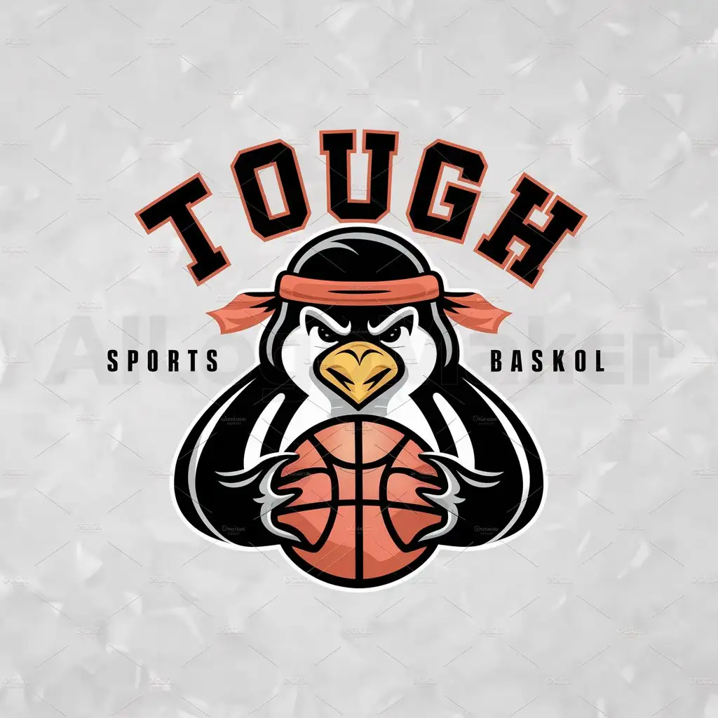 a logo design,with the text "tough", main symbol:penguin basketball,Moderate,be used in Sports Fitness industry,clear background
