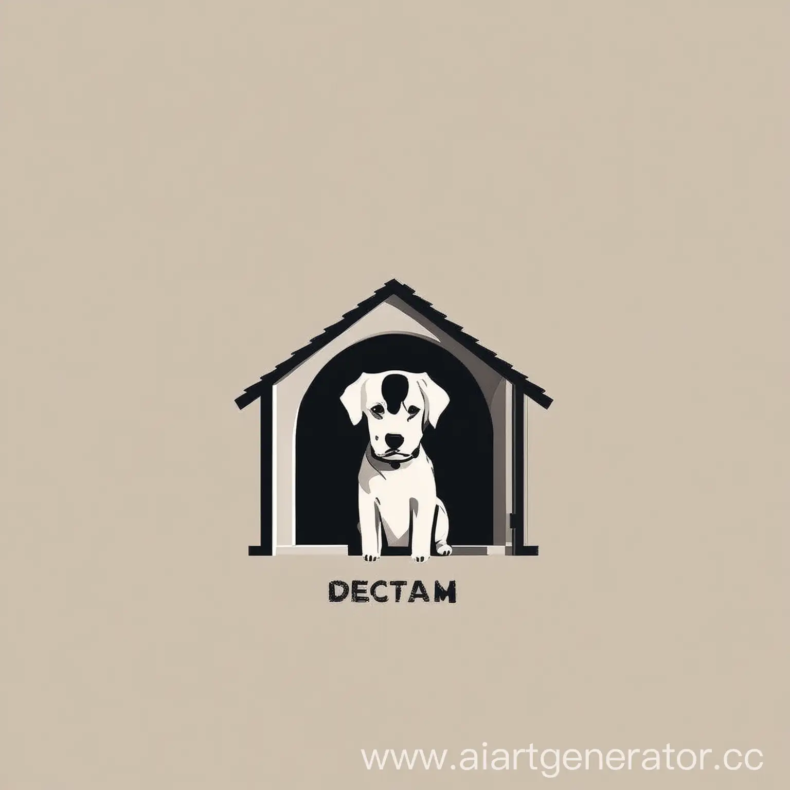 логотип приюта для собак, минимализм, собака в будке