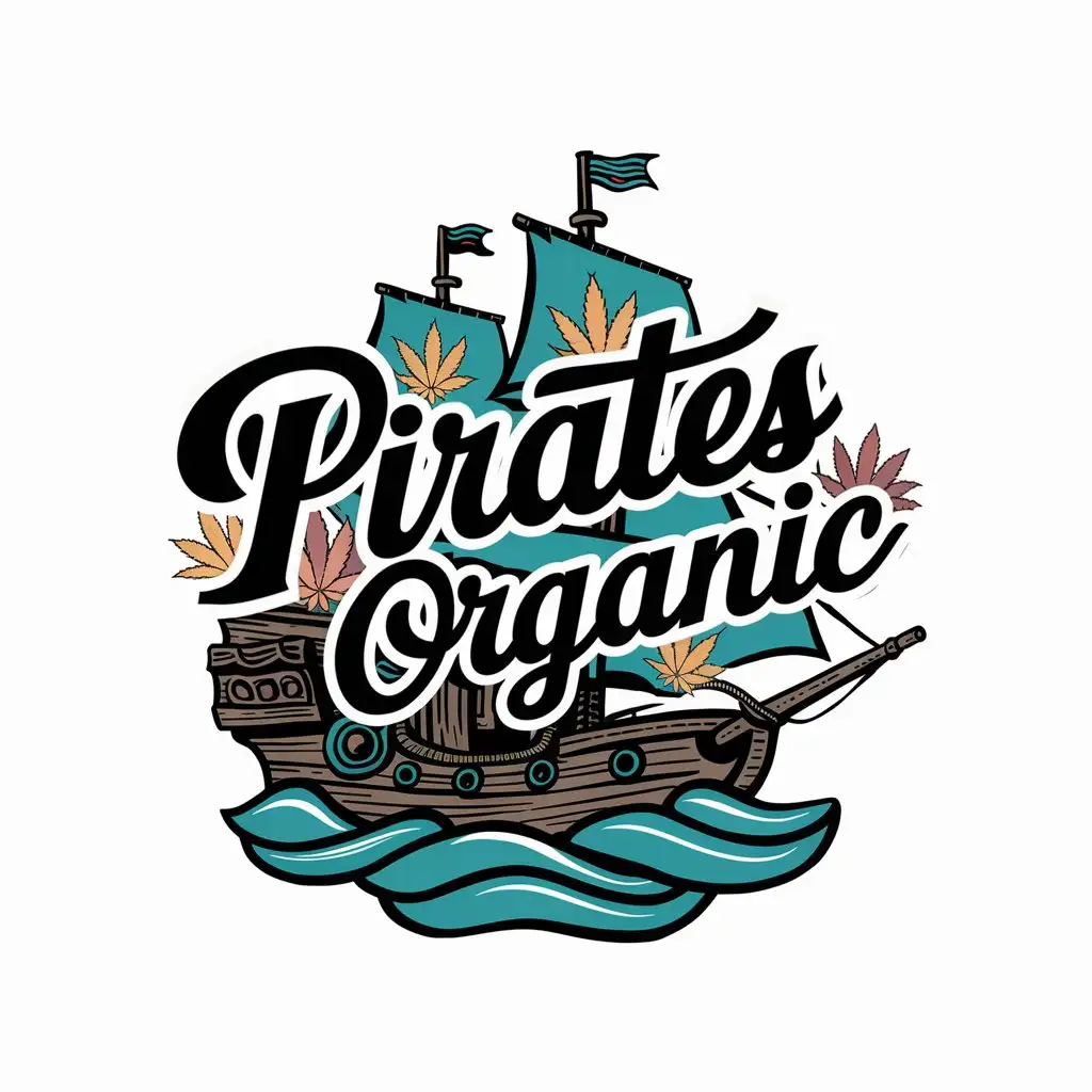 PiRATES ORGANIC логотип в тонах цвета каннабиса 