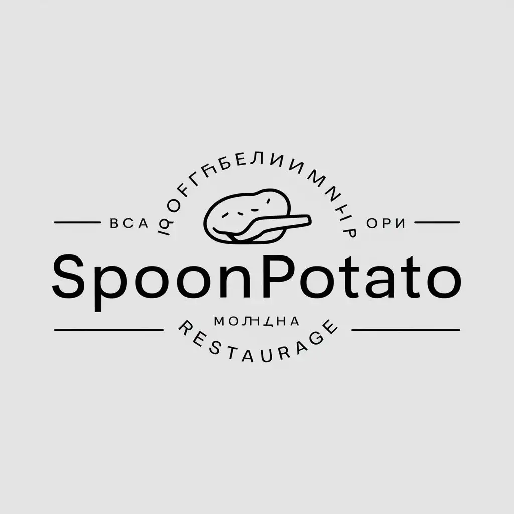 a logo design,with the text "SpoonPotato", main symbol:potato spoon on russian language plate cafe,Moderate,be used in Restaurant industry,clear background