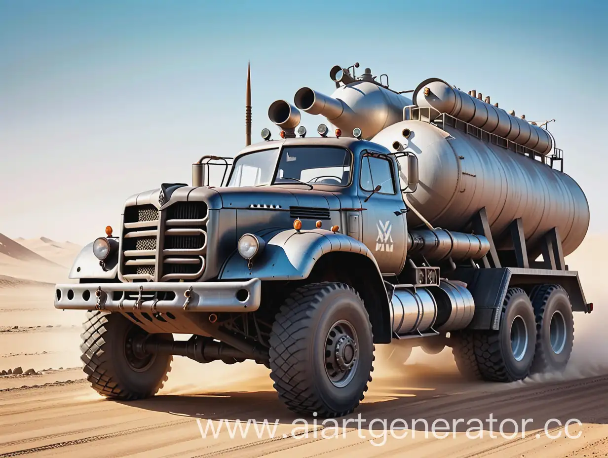 Mad-Max-ZIL-Truck-with-Tanker-PostApocalyptic-Heavy-Metal-Scene