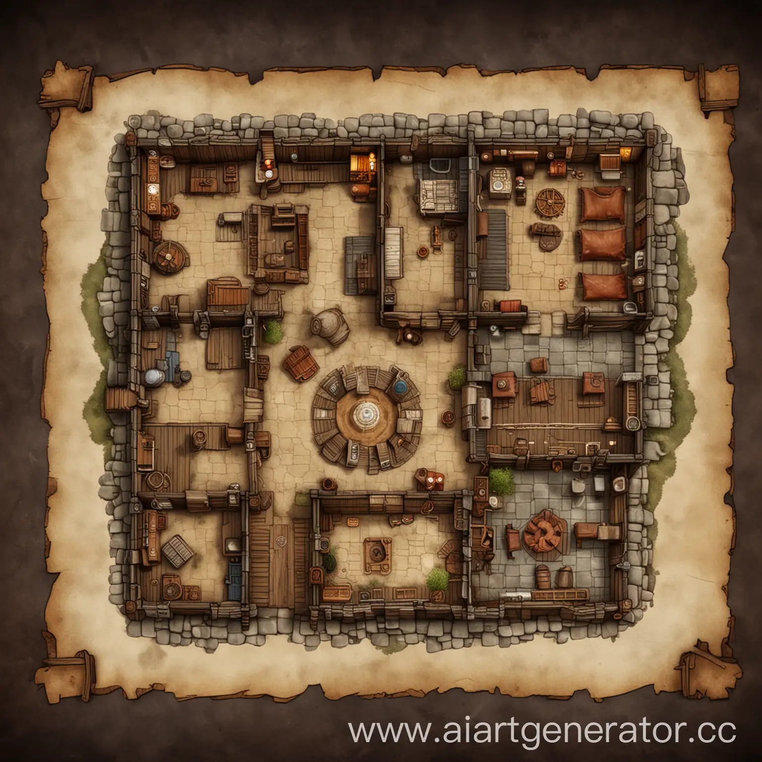 Fantasy-RPG-Map-with-Tavern-Forge-and-Barracks-Detailed-Dungeons-and-Dragons-Setting