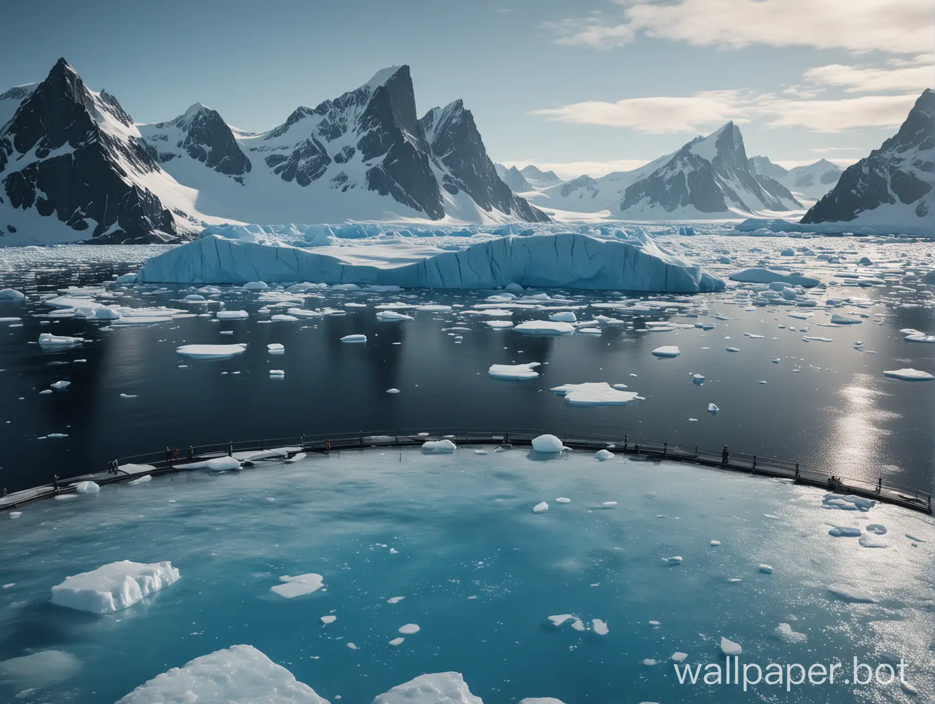 Cinematic-Antarctic-Ice-Platform-with-Mountain-Backdrop
