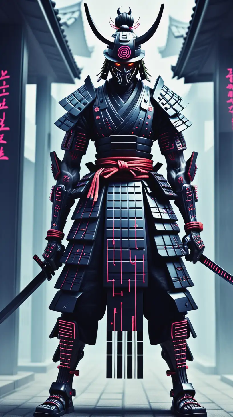 Futuristic Cyber Samurai Engaged in Surreal Combat