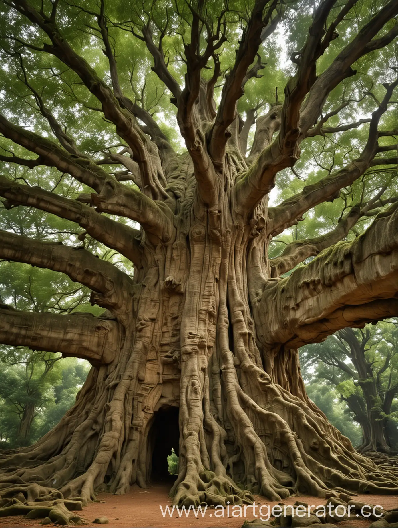 Majestic-Ancient-Tree-Standing-Tall-in-Enchanted-Forest