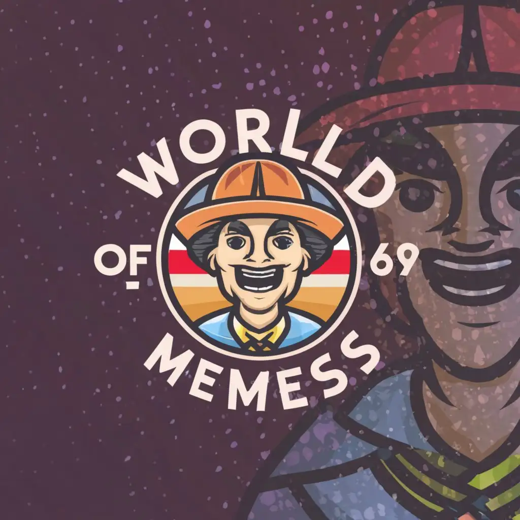 a logo design,with the text "World of Memes 69", main symbol:A man,Moderate,clear background