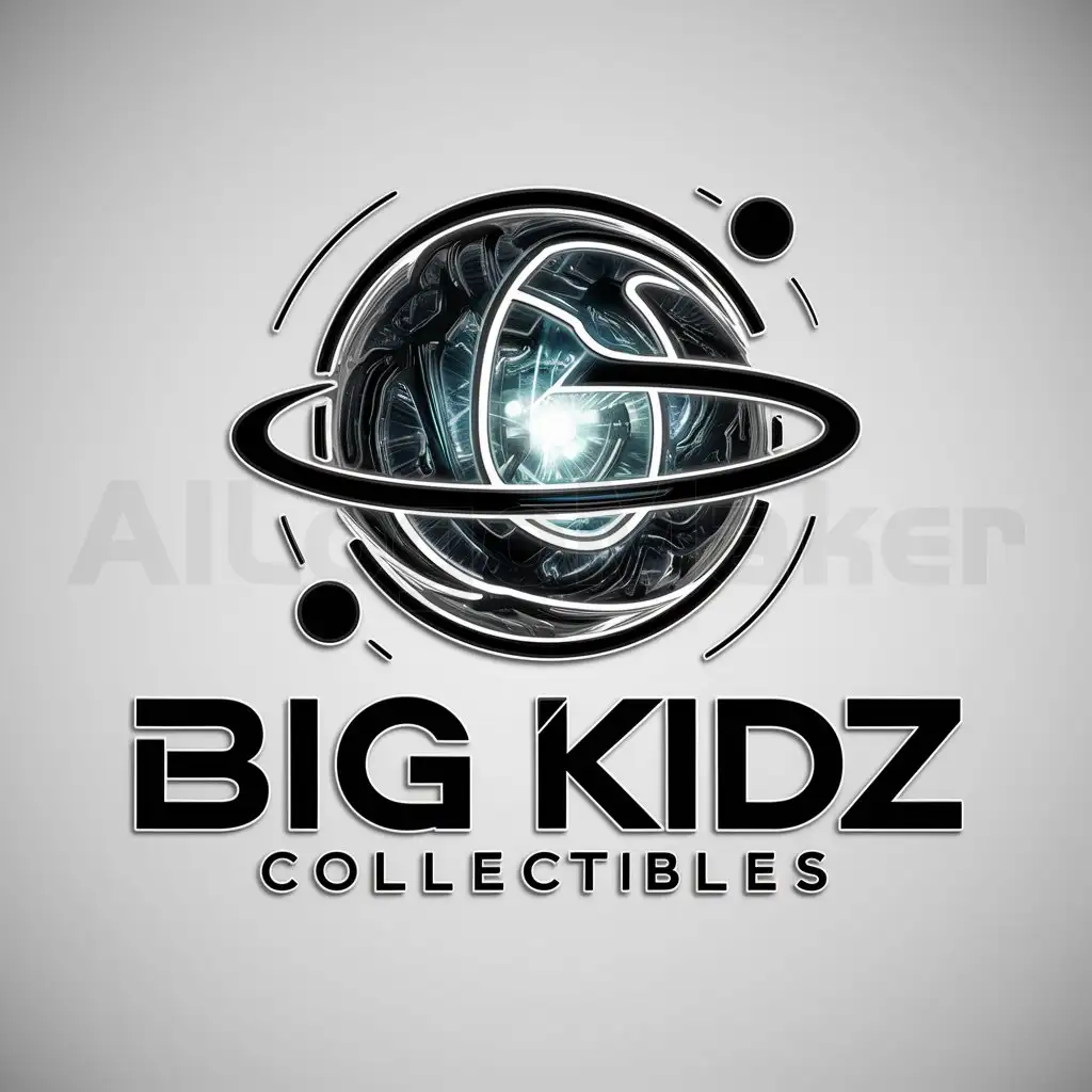 a logo design,with the text "BIG KIDZ COLLECTIBLES", main symbol:sci-fi sphere,complex,be used in 3D industry,clear background