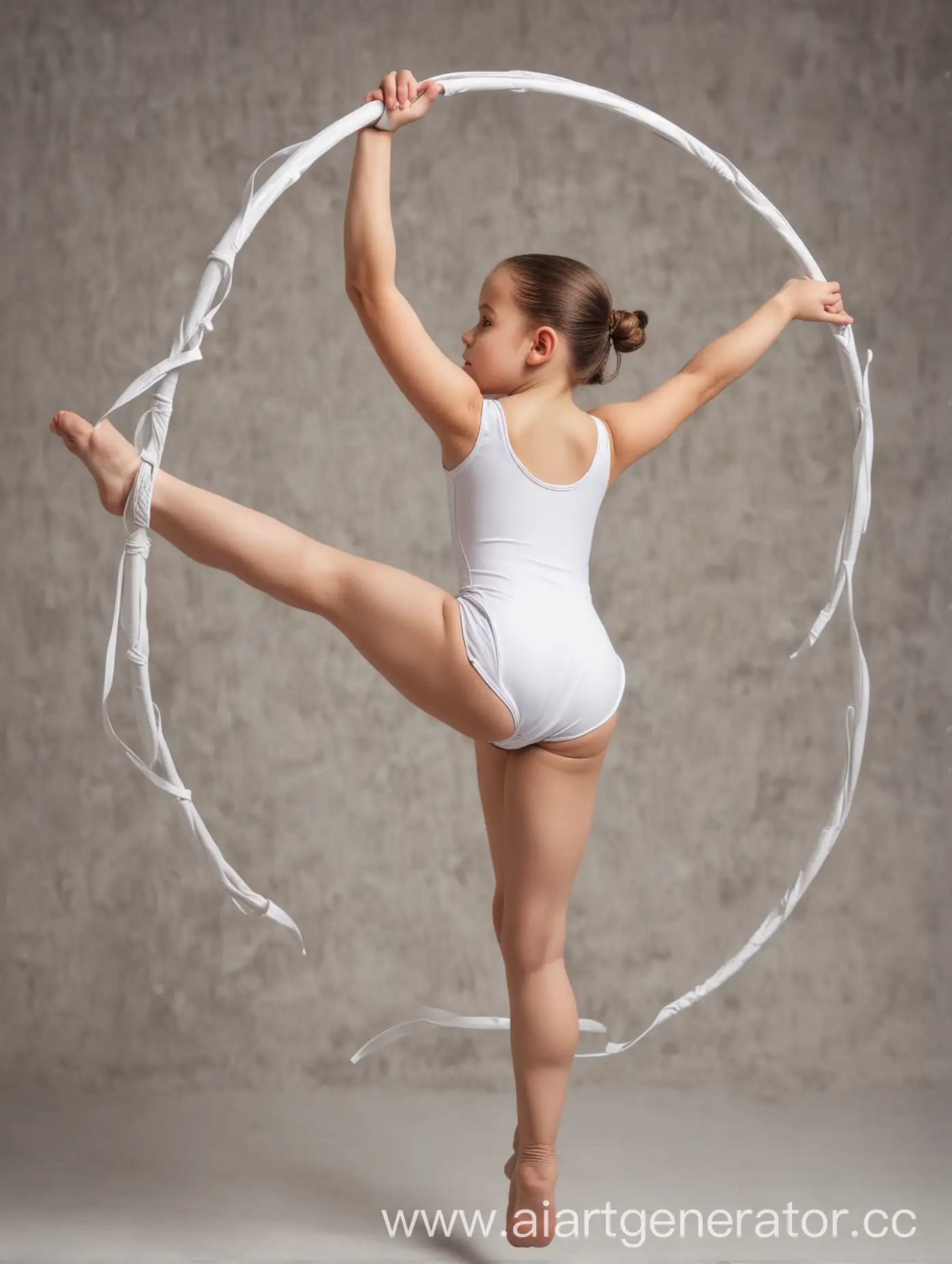 Young-Girl-Gymnast-in-White-Sport-Swimsuit-with-Hoop