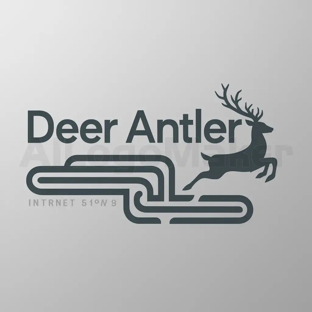 a logo design,with the text "deer antler", main symbol:deer cross river,complex,be used in Internet industry,clear background